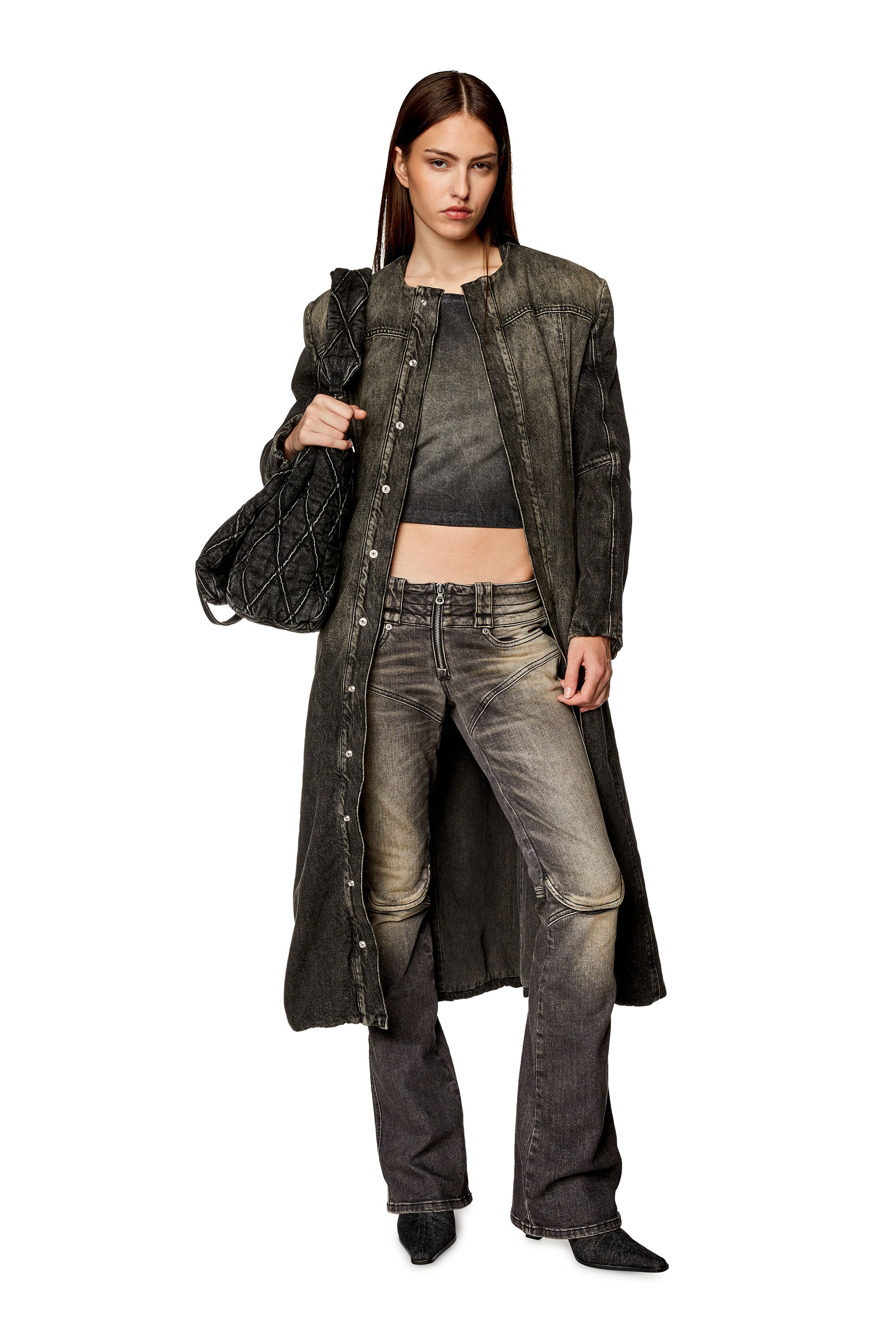 Women's D-Allas-Ankle boot in washed denim | Black | Diesel