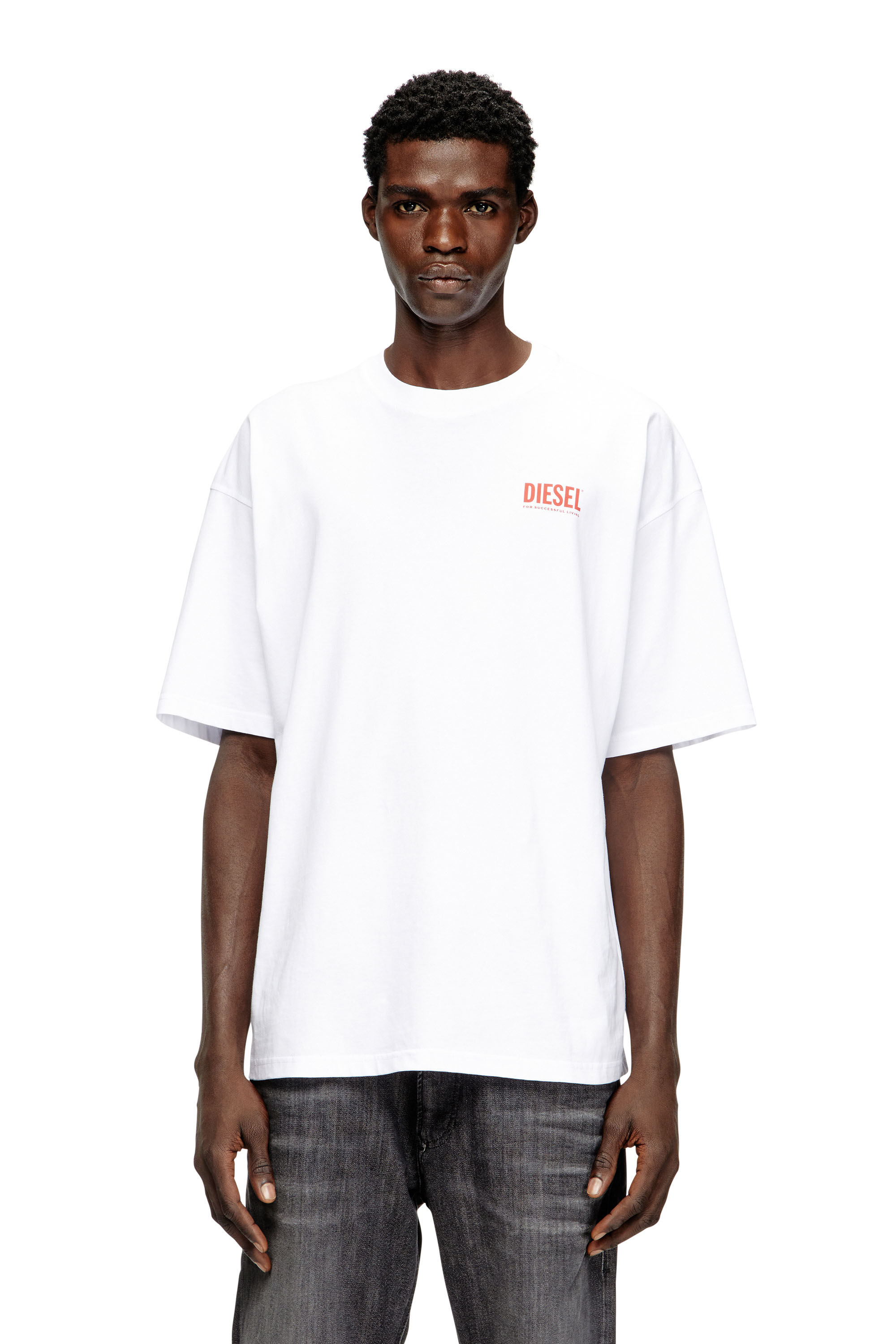 Men's Cotton T-shirt with Diesel Biscotto print | White | Diesel