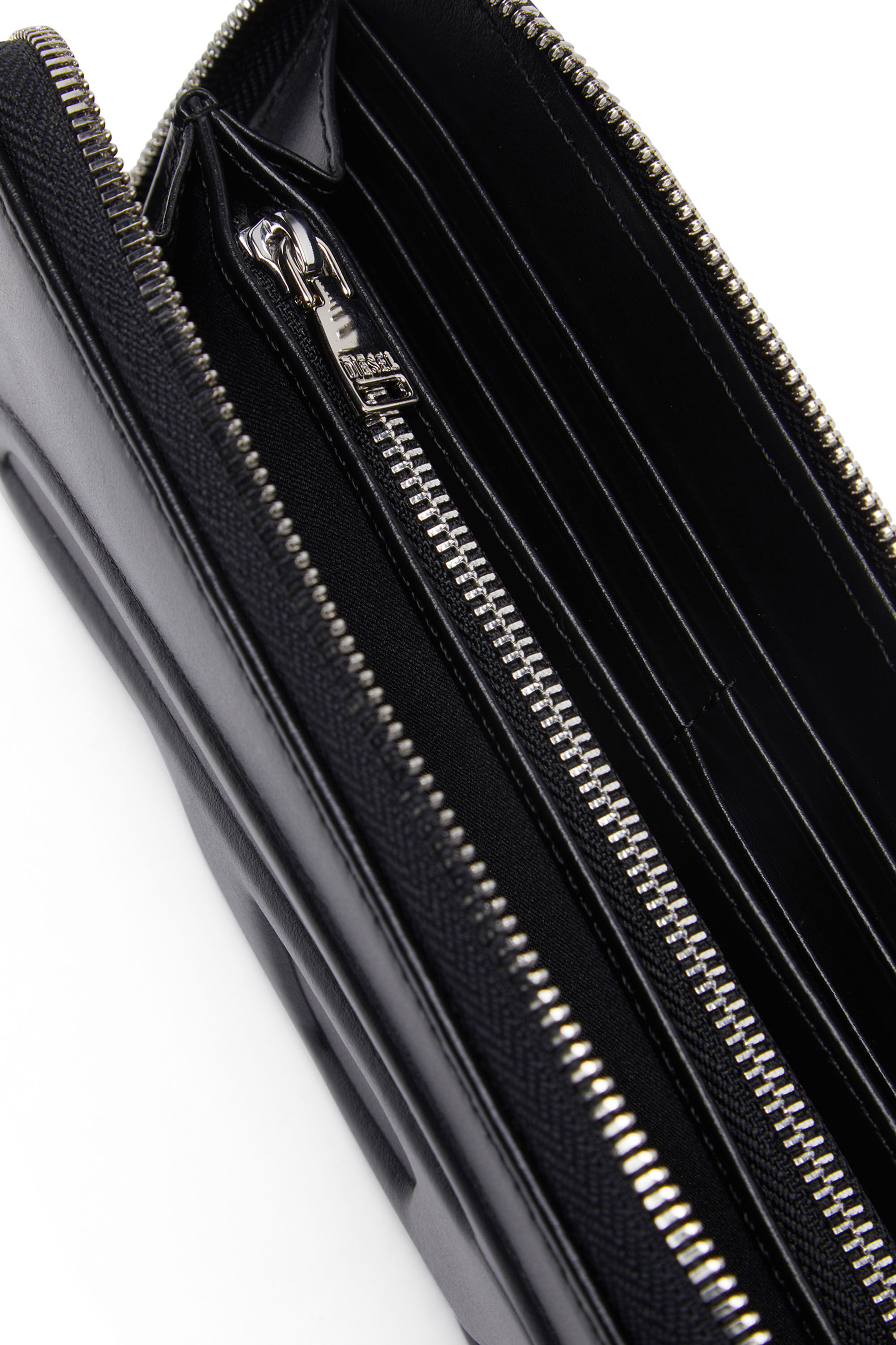 Women's Long zip wallet with embossed logo | Black | Diesel