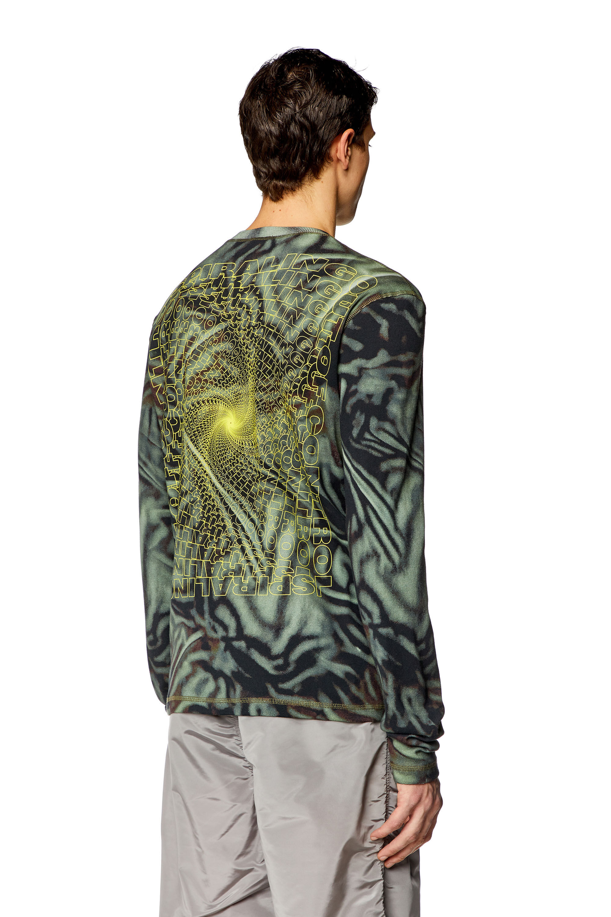 Diesel - T-SER, Man's Ribbed top with zebra-utilitarian print in Military Green - 4