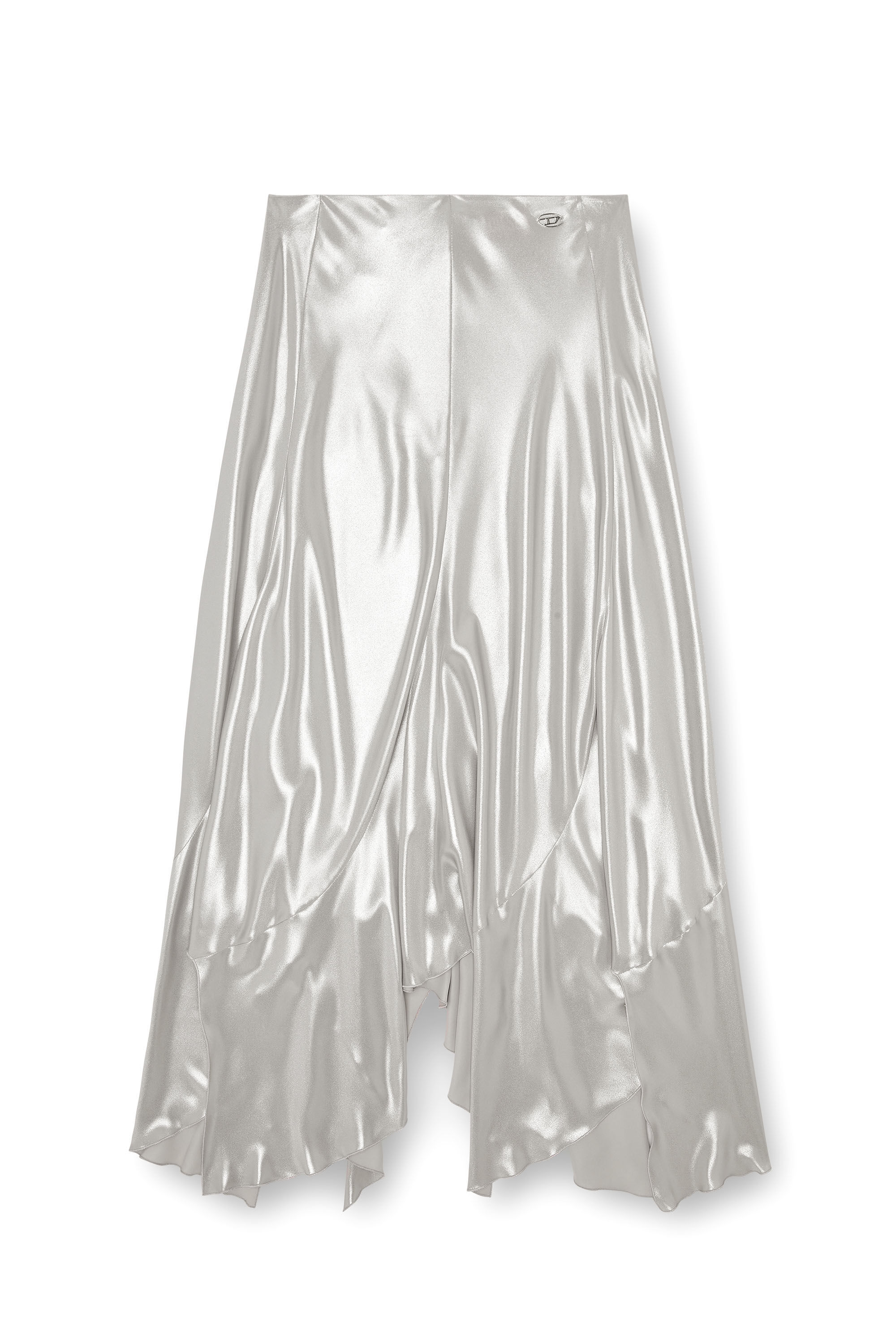 Women s Long asymmetric metallic skirt Silver Diesel