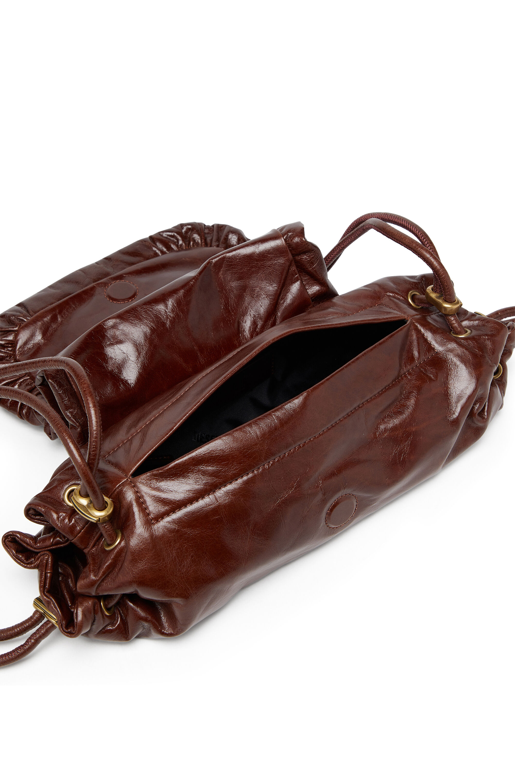 Diesel - SCRUNCH-D SHOULDER S, Woman's Scrunch-D S-Shoulder bag in scrunched leather in Brown - 3