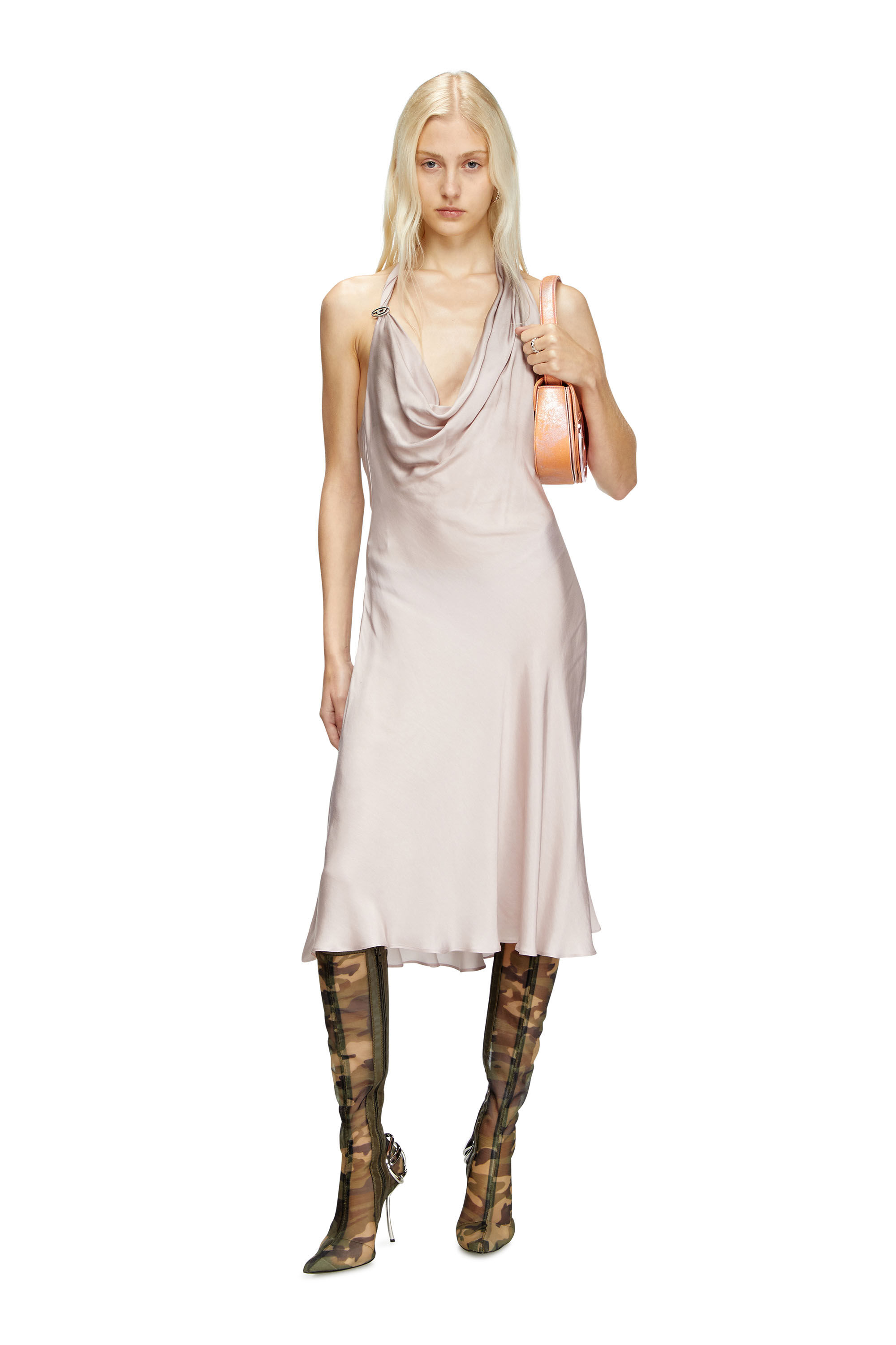 Women's Bias cut dress with asymmetrical hem | Violet | Diesel Women's Bias cut dress with asymmetrical hem | Violet | Diesel