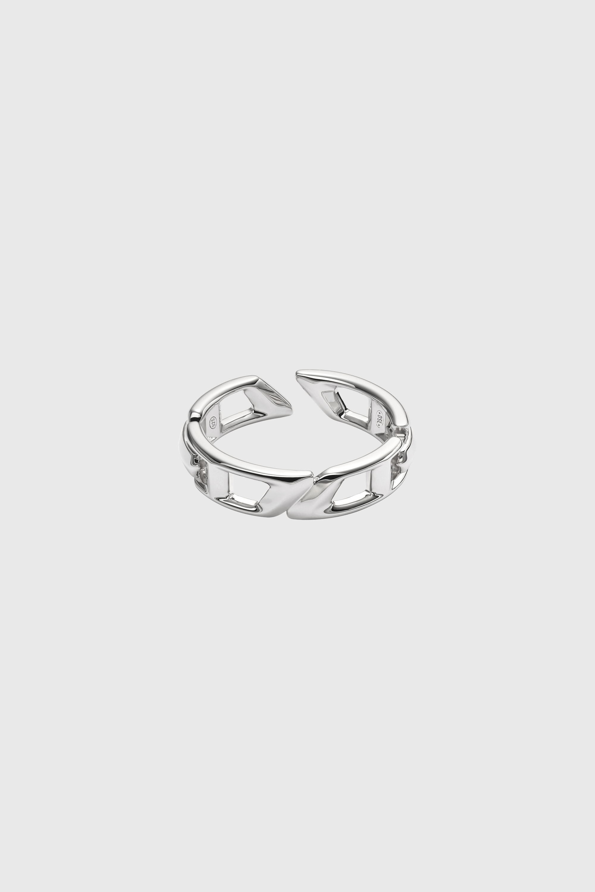DIESEL シルバーリング DL1349040 Women's D Logo Sterling Silver Band Ring | Silver | Diesel {{Country}}
