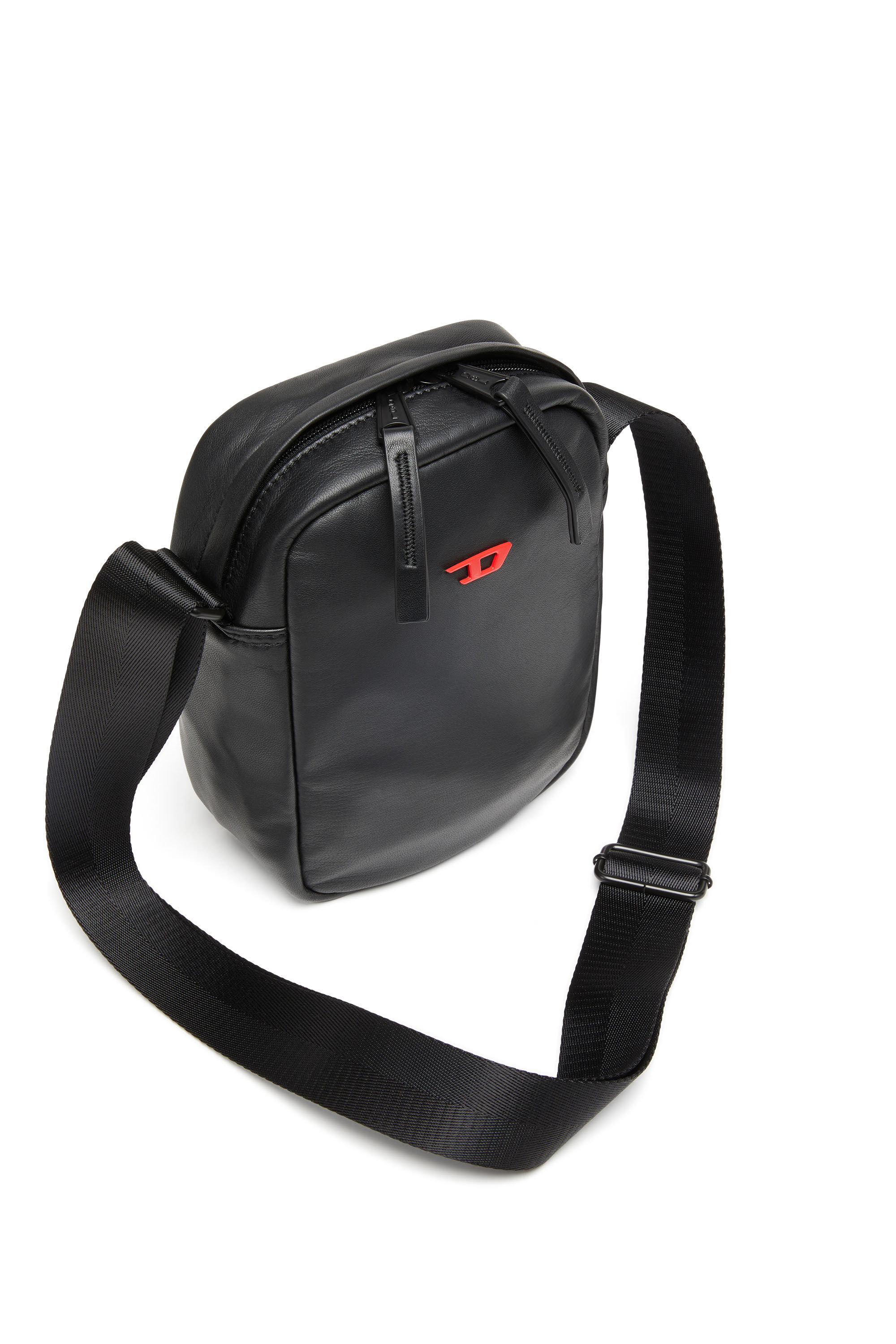 Men's Rave-Leather crossbody bag with metal D | Black | Diesel