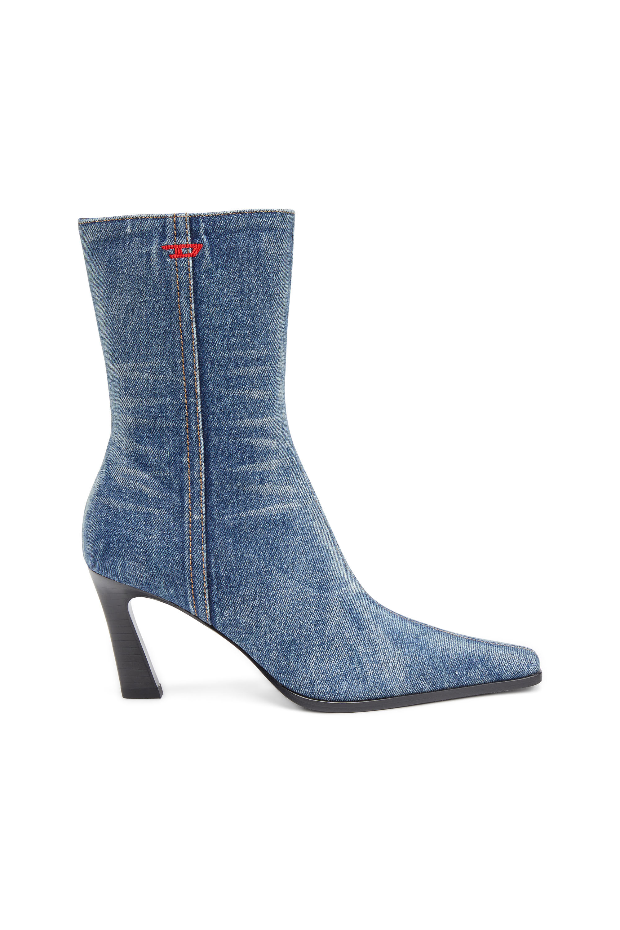 Denim ankle booties store