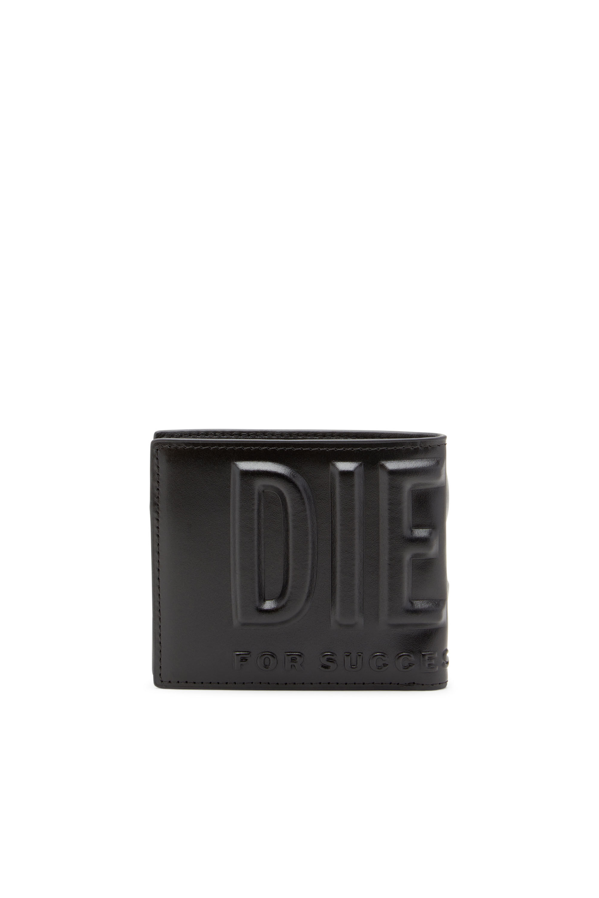 Diesel - DSL 3D BI FOLD COIN S, Man's Leather bi-fold wallet with embossed logo in Black - 2