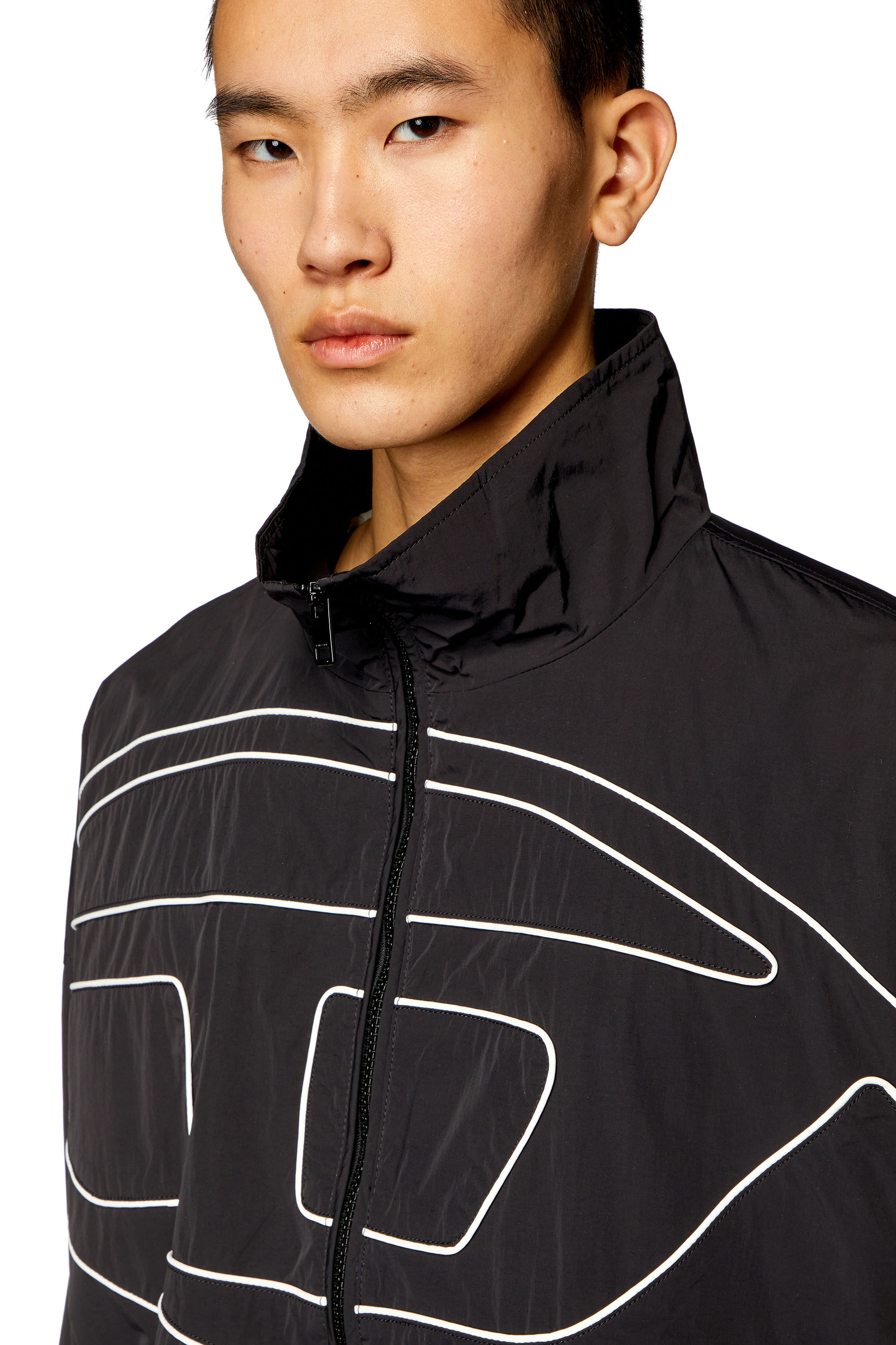 Men's Taslan jacket with piped Oval D | Black | Diesel