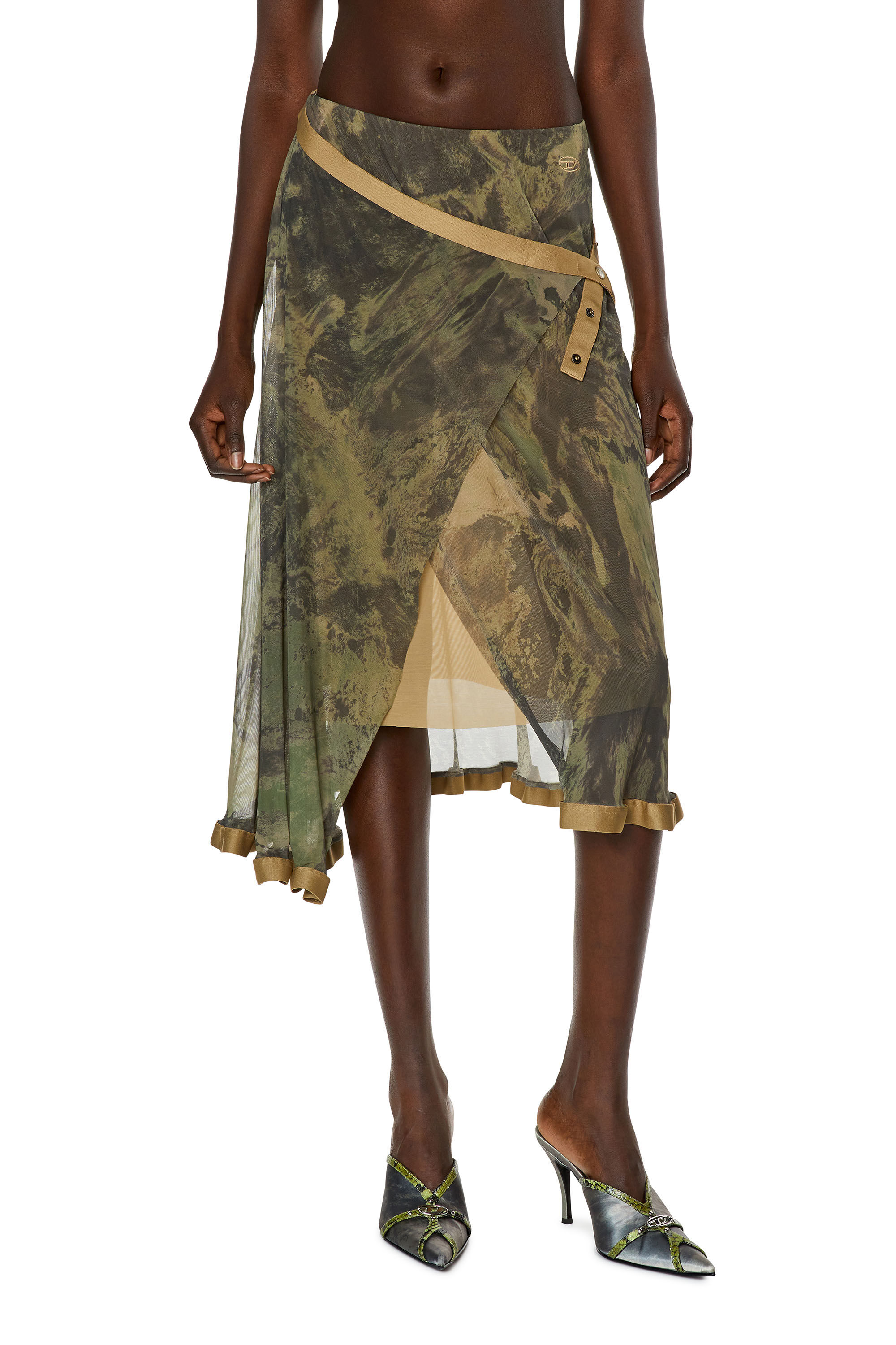 Women's Wrap skirt in Planet tulle | Green | Diesel