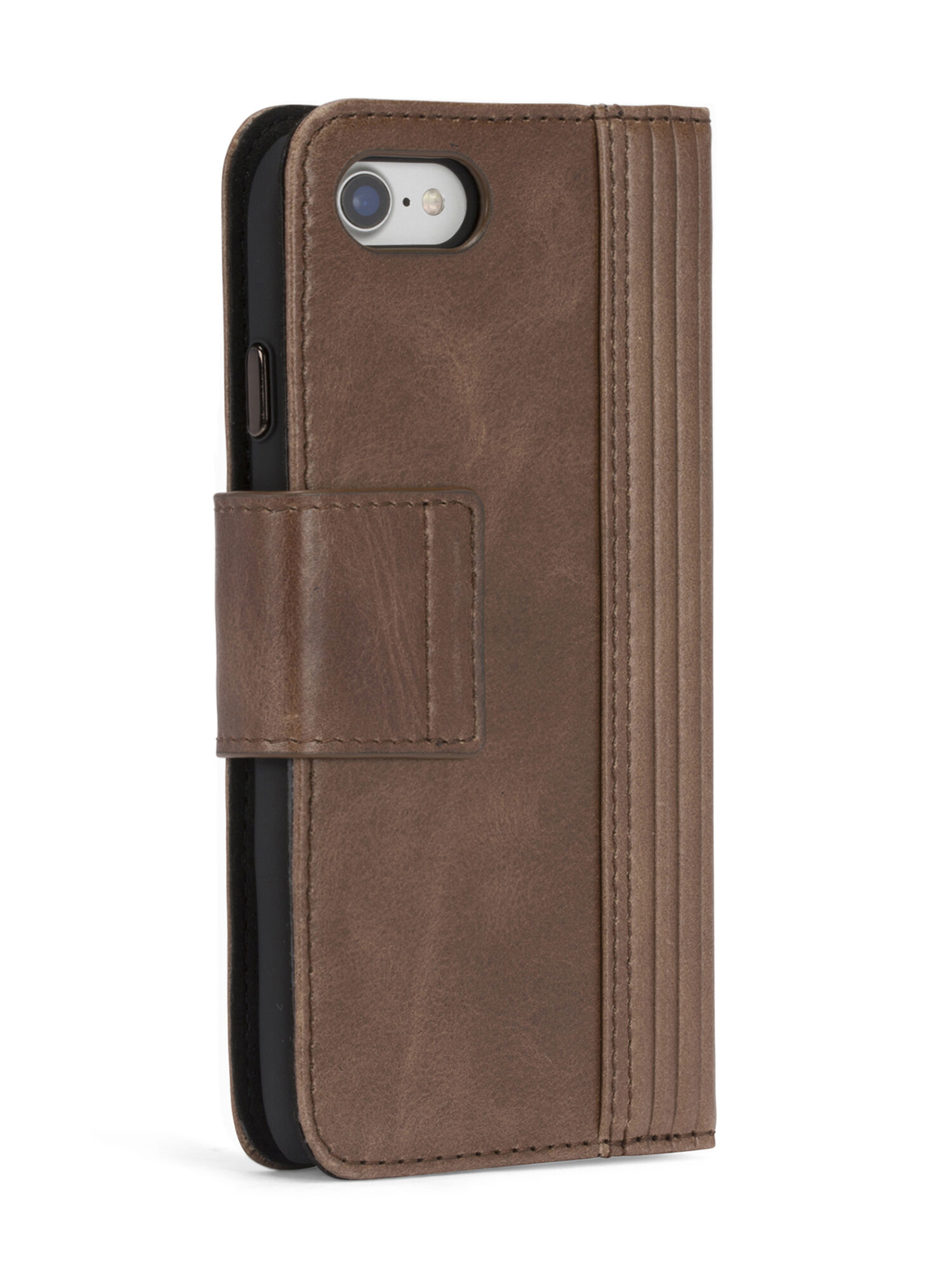 BROWN LINED LEATHER IPHONE 8 PLUS/7 PLUS FOLIO, 