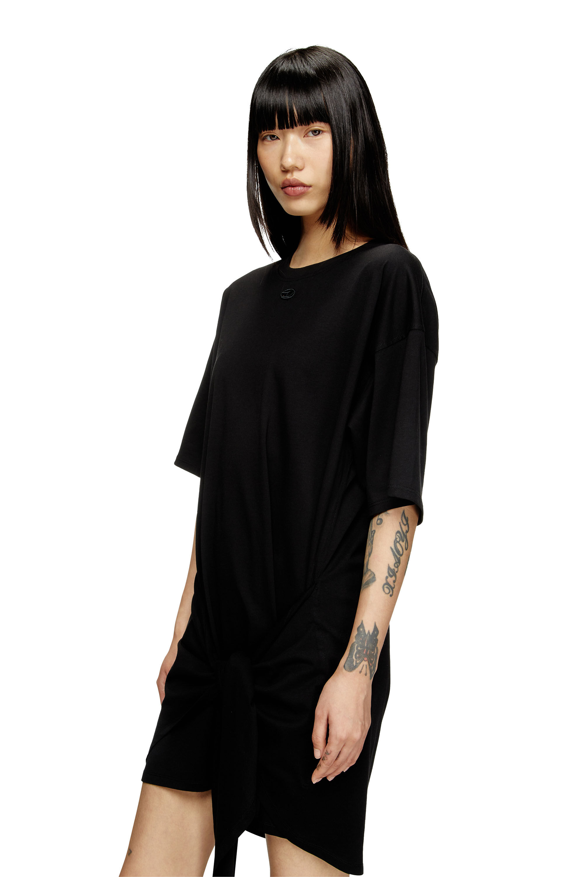 DIESELウィメンズカットソードレス D-EIVOR Lサイズ Women's T-shirt dress with tie front | Black | Diesel {{Country}}