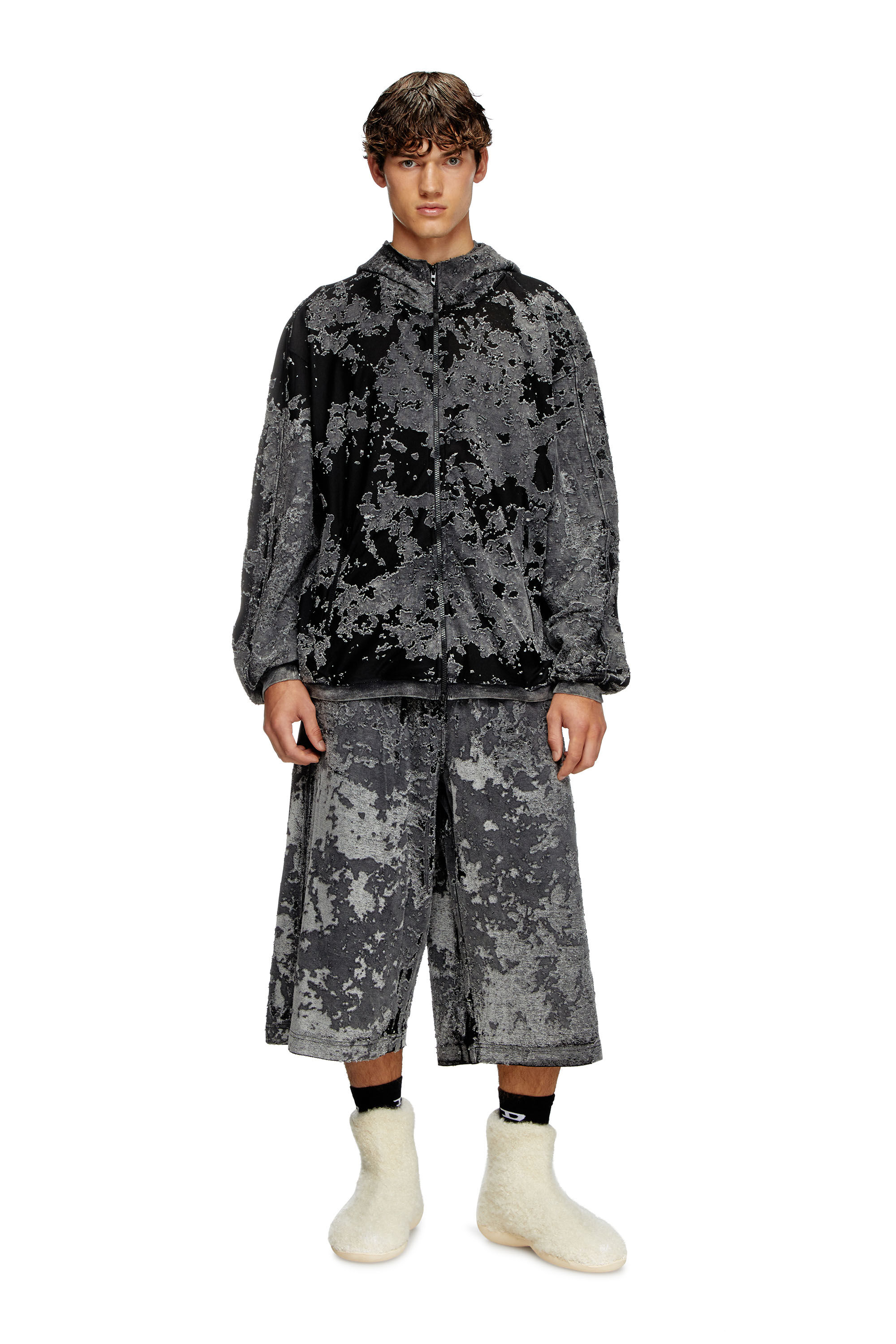 高評価アイテム Men's Burnout hoodie with camo effect | Black | Diesel トップス