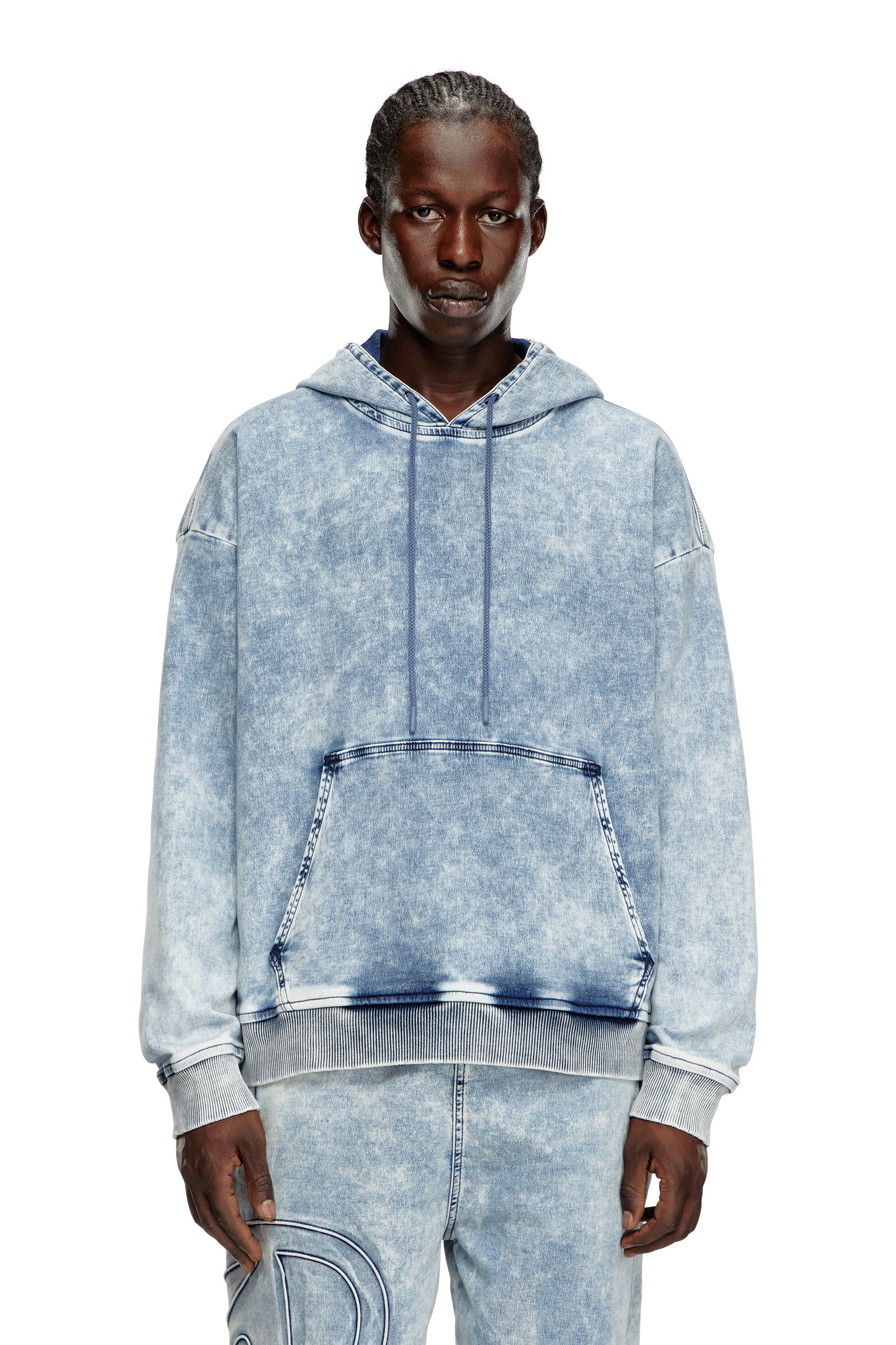 Women s Sweatshirt in Track Denim with Oval D Blue Diesel