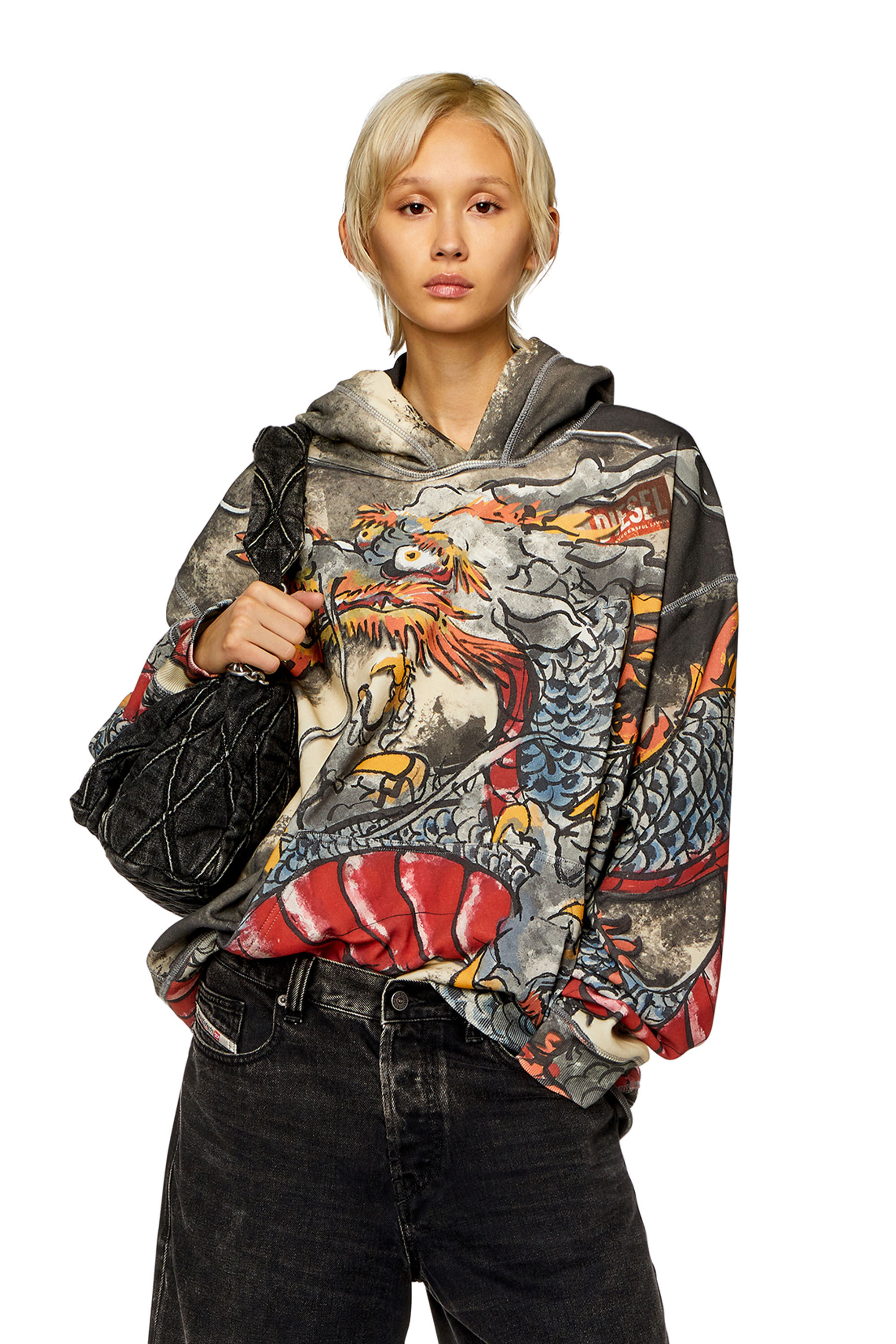Women's Hoodie with Dragon print | Multicolor | Diesel