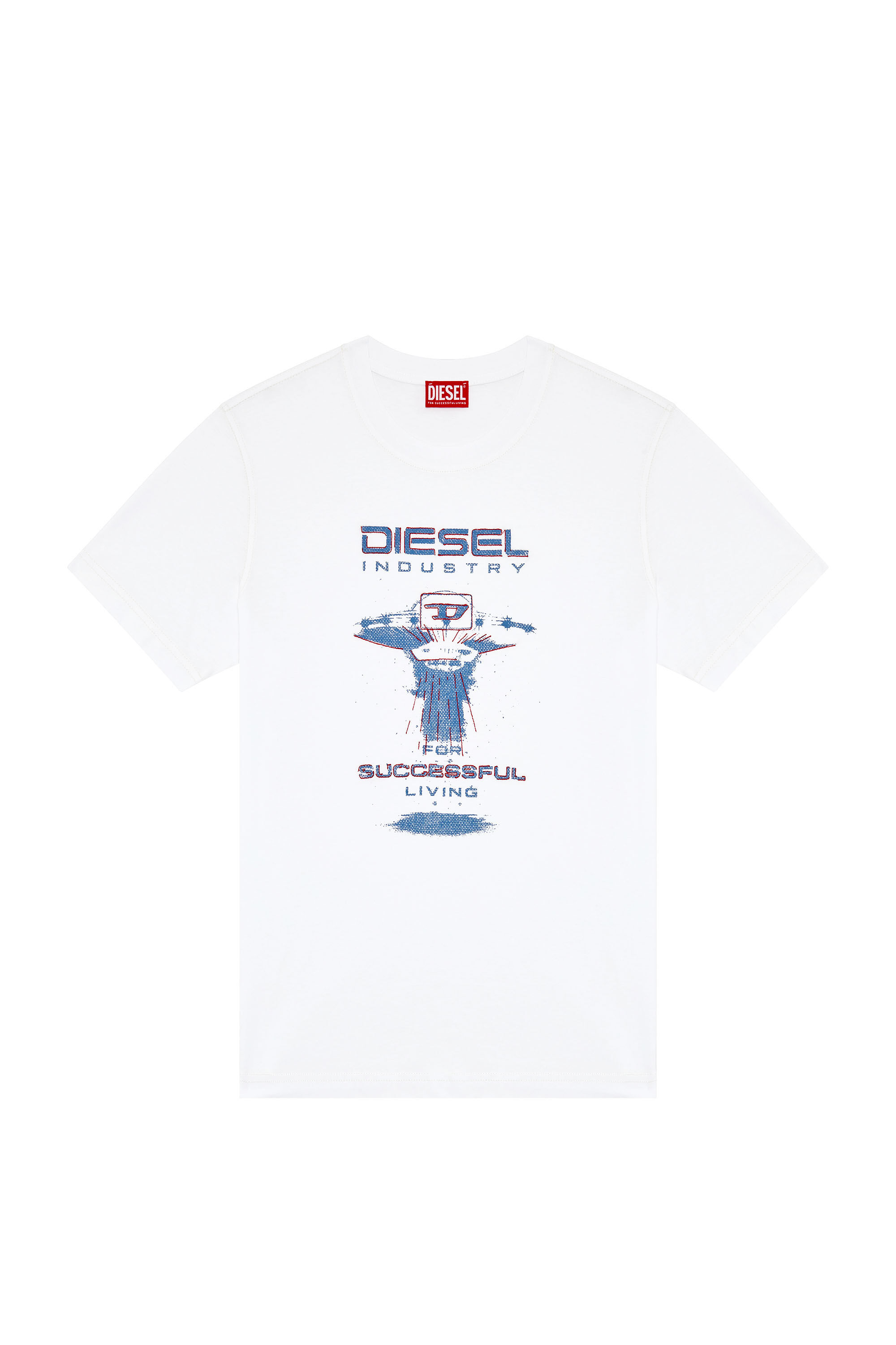 Men's Embroidered T-shirt with spaceship print | White | Diesel