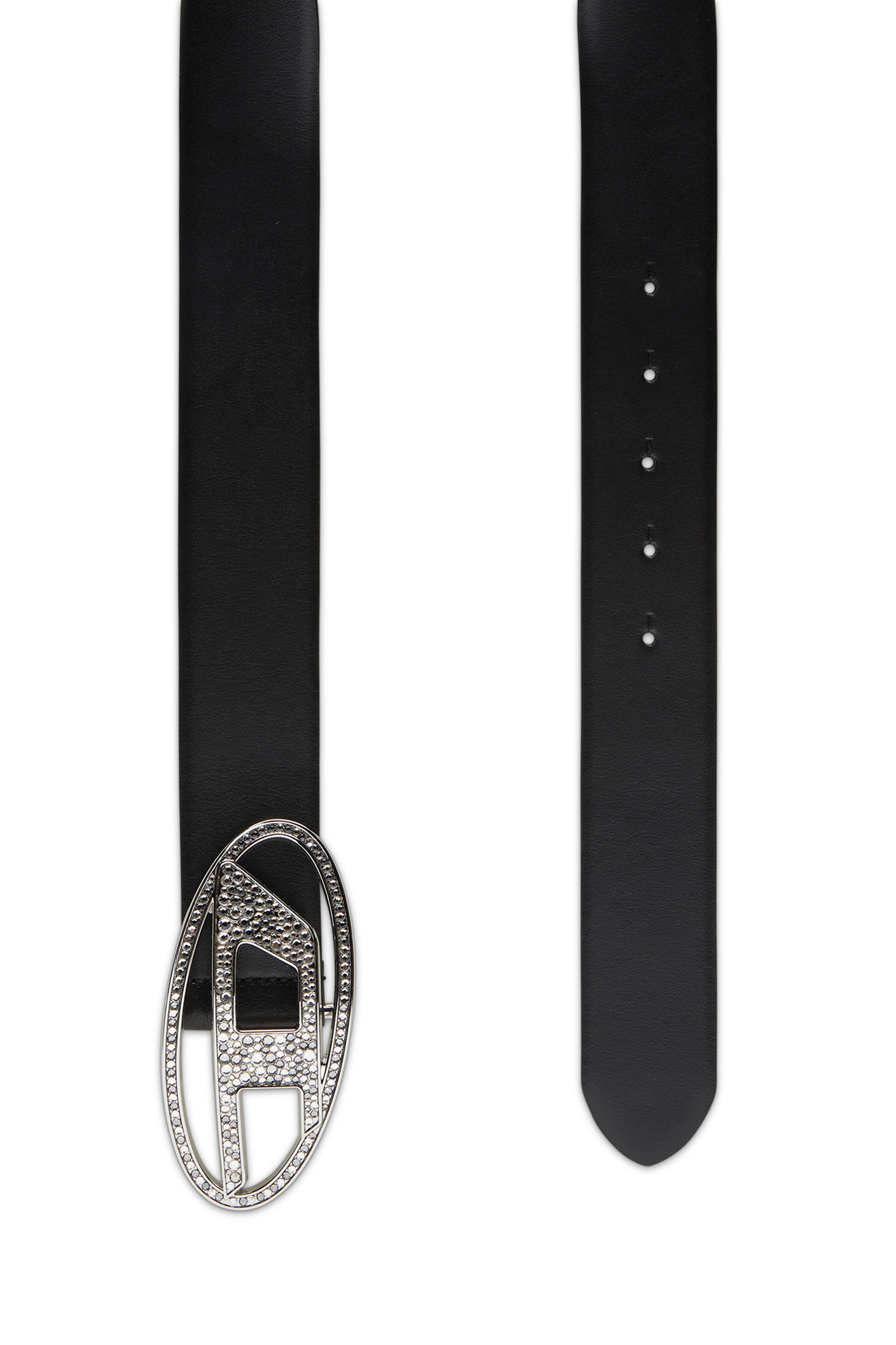 DIESEL ベルト ブラック キラキラ B-1DR STRASS - logo belt with strass | Black | Diesel