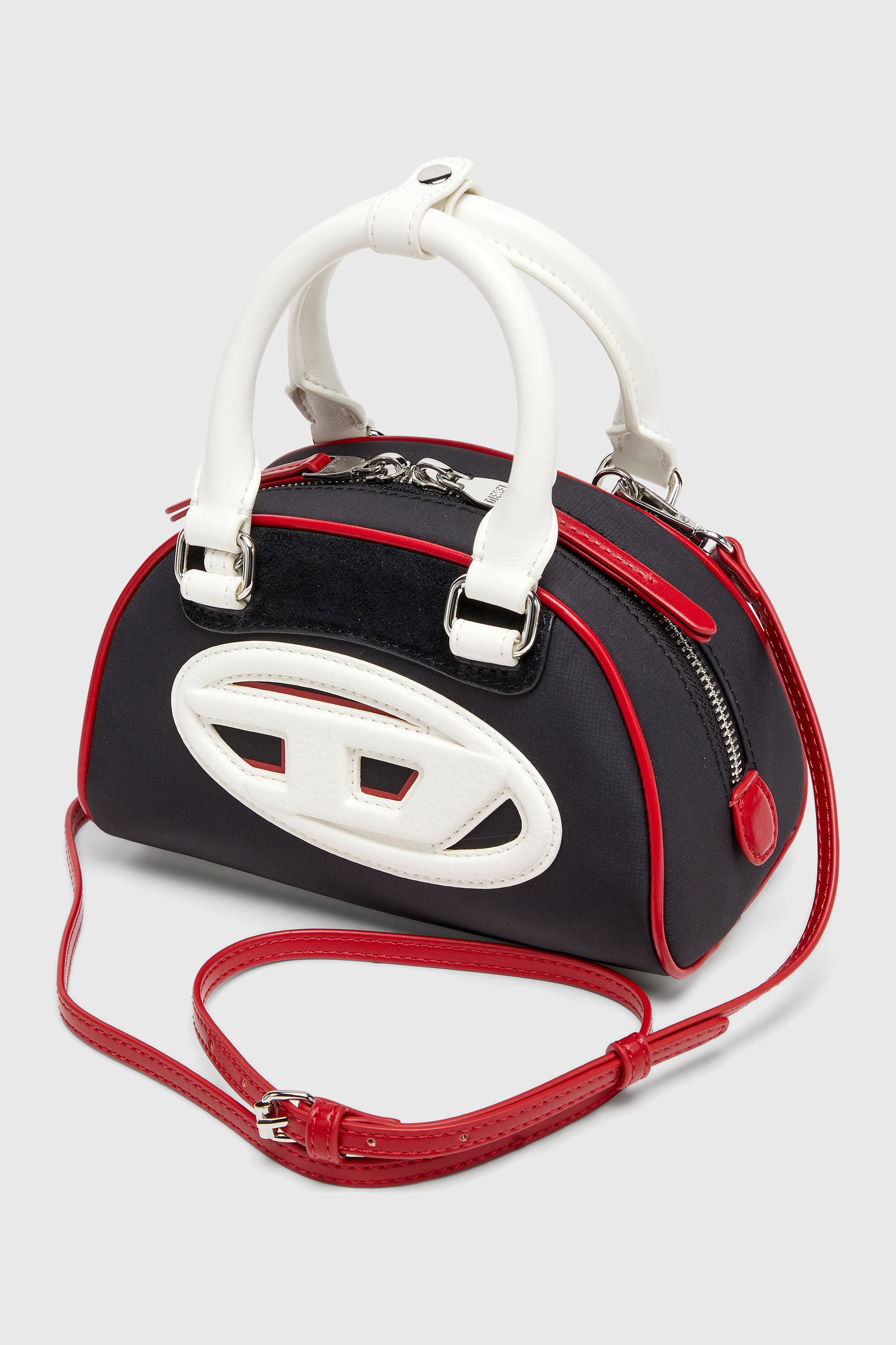 Diesel - 1DR DOME CROSSBODY, Woman's 1DR Dome-Colour-block small bowling bag in Black/White - 6