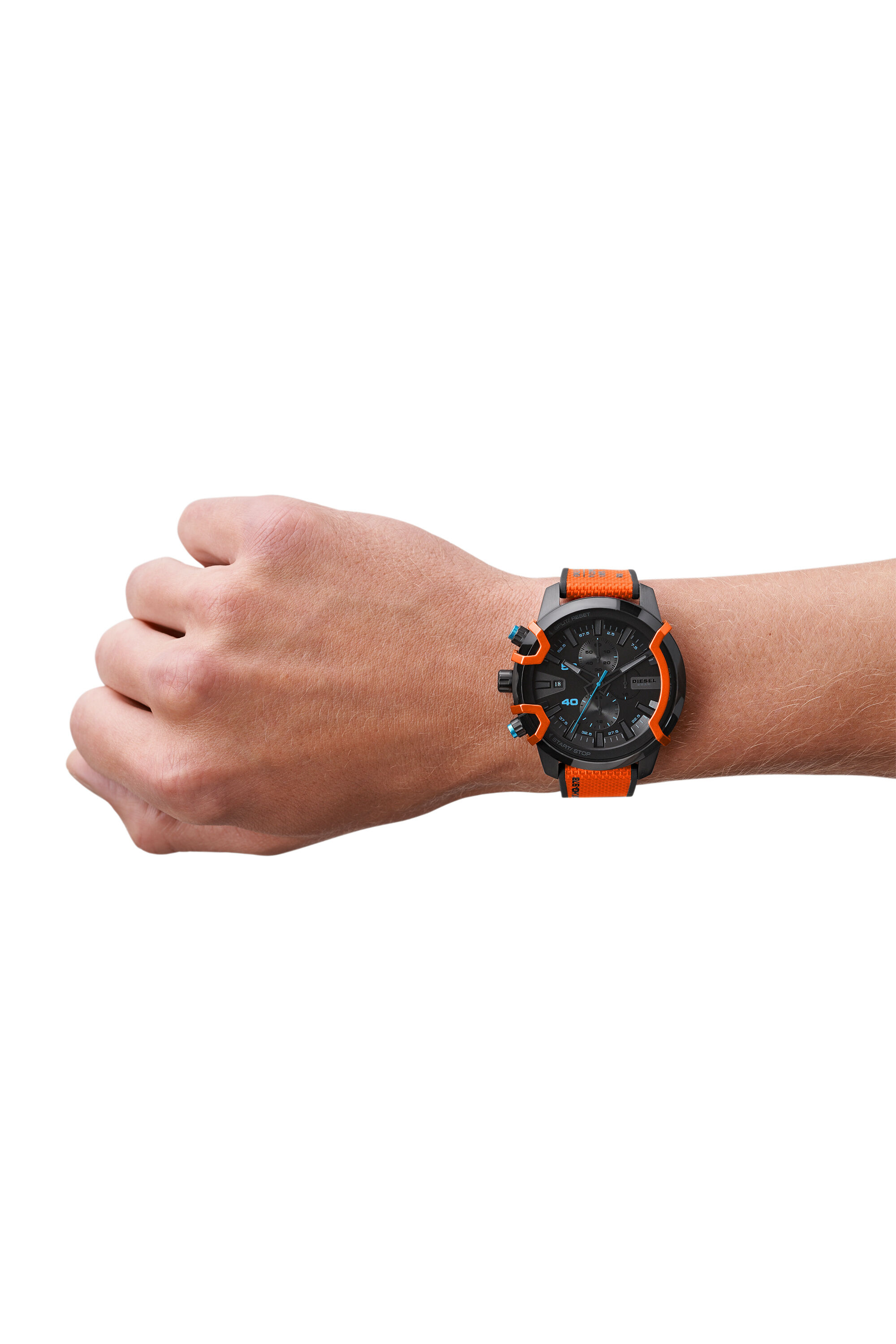 DZ4562 Man Griffed chronograph orange canvas watch Diesel