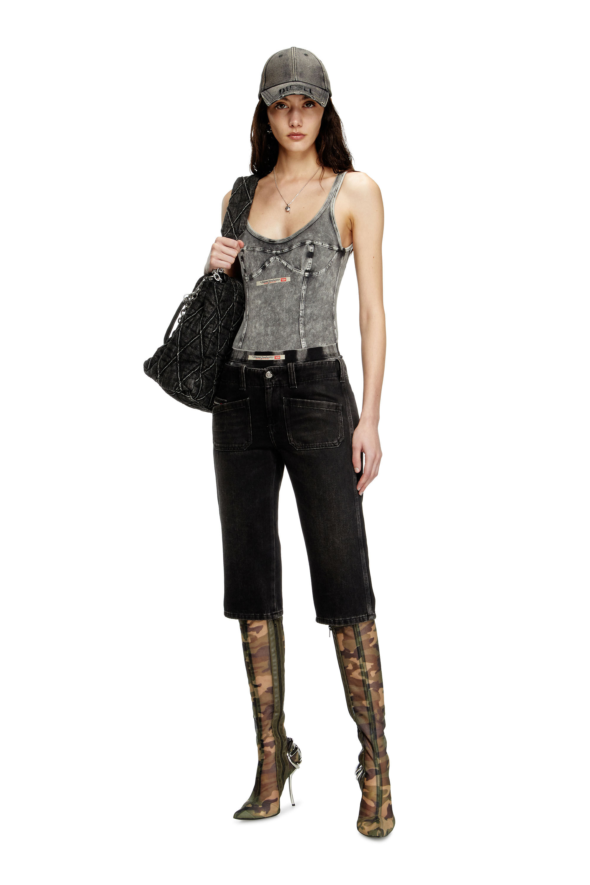 Women's Capri shorts in denim | Black | Diesel