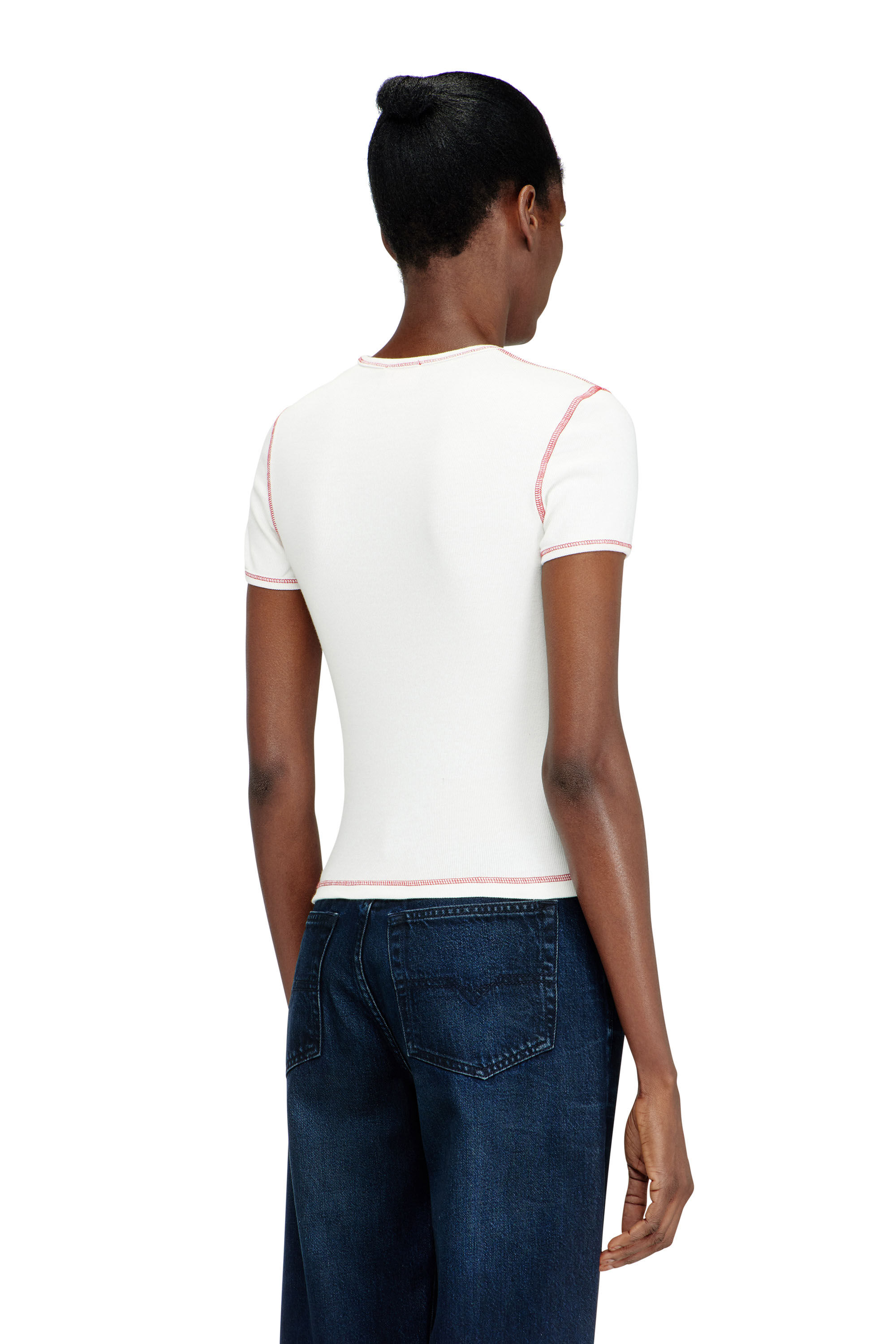 Women's Slim cotton T-shirt with cherry print | White | Diesel