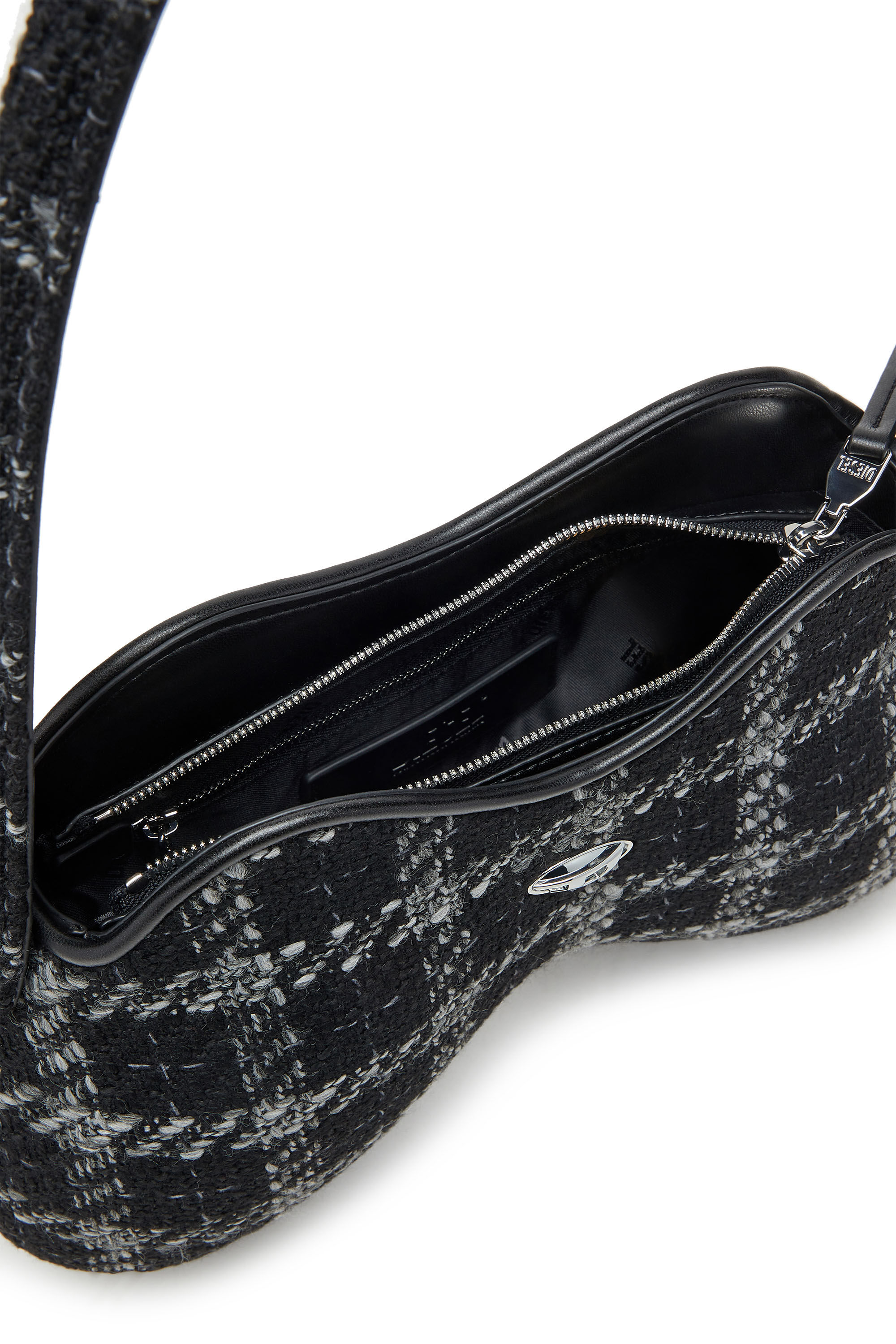 Diesel - DOUBLE-D SHOULDER, Woman's Double-D-Shoulder bag with houndstooth motif in Black - 5