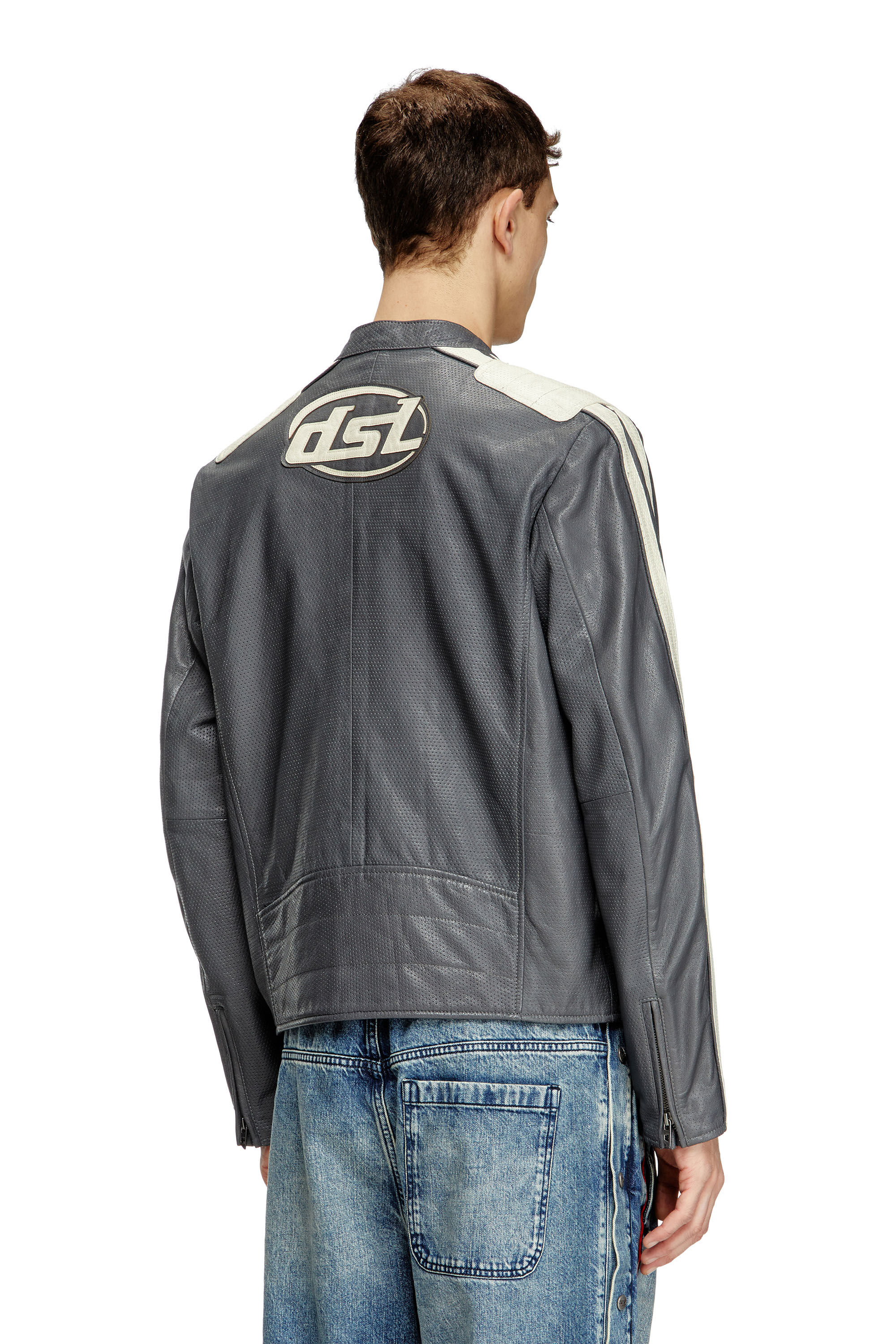 ジャケット・アウター DIESEL Motorcycle Jacket Women's Biker jacket in perforated leather | Grey | Diesel