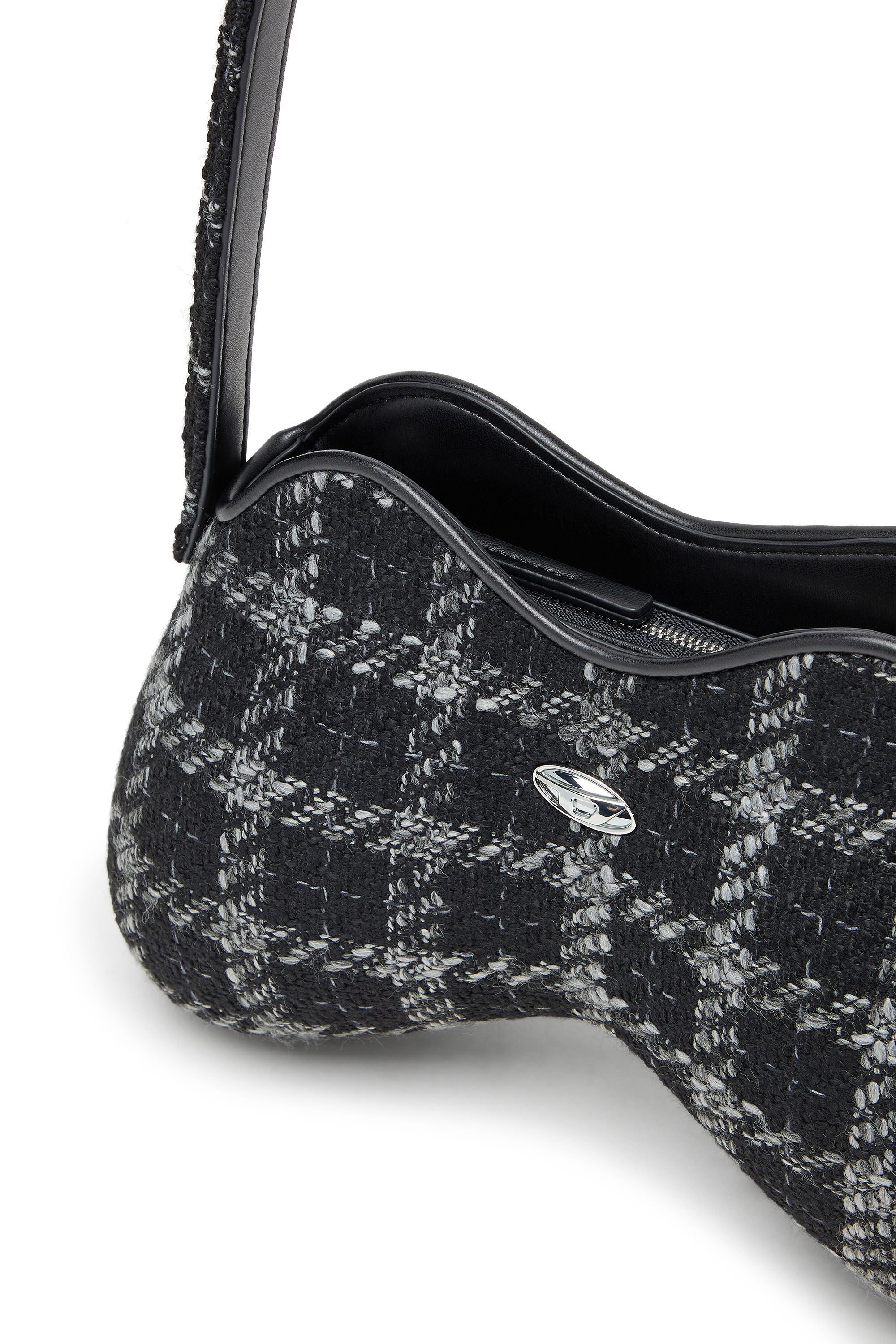 Diesel - DOUBLE-D SHOULDER, Woman's Double-D-Shoulder bag with houndstooth motif in Black - 2