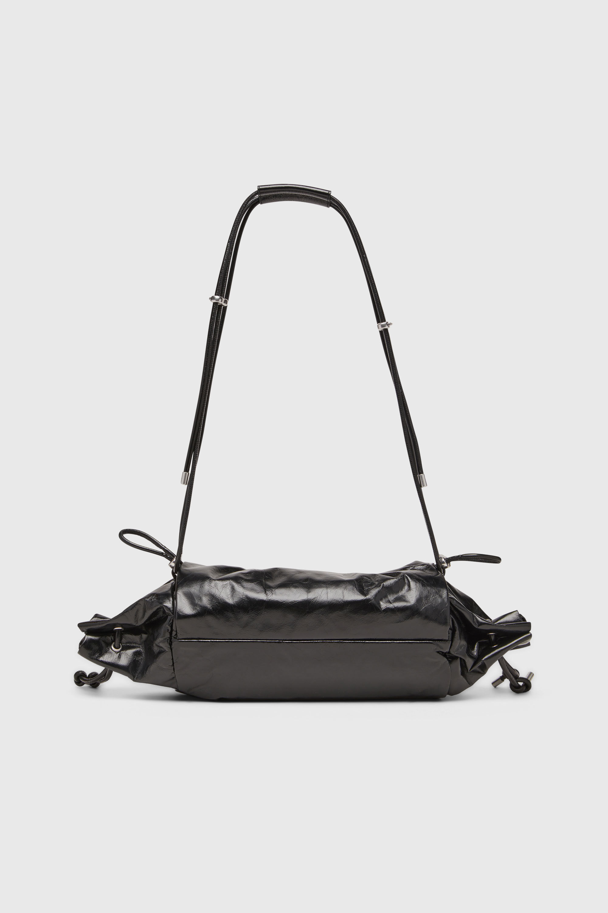 Women's Scrunch-D-Shoulder bag in scrunched shiny leather | Black