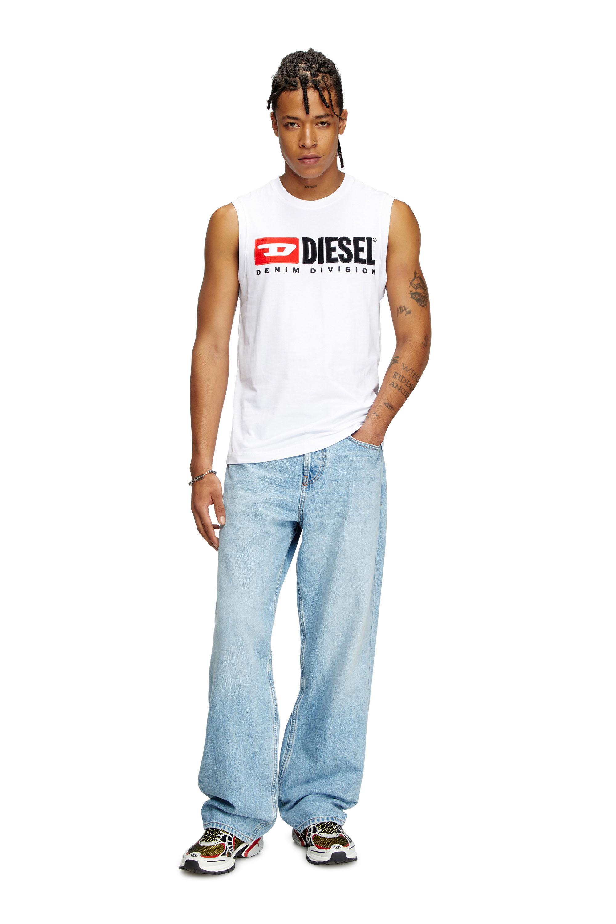 Men's Tank top with chest logo print | White | Diesel