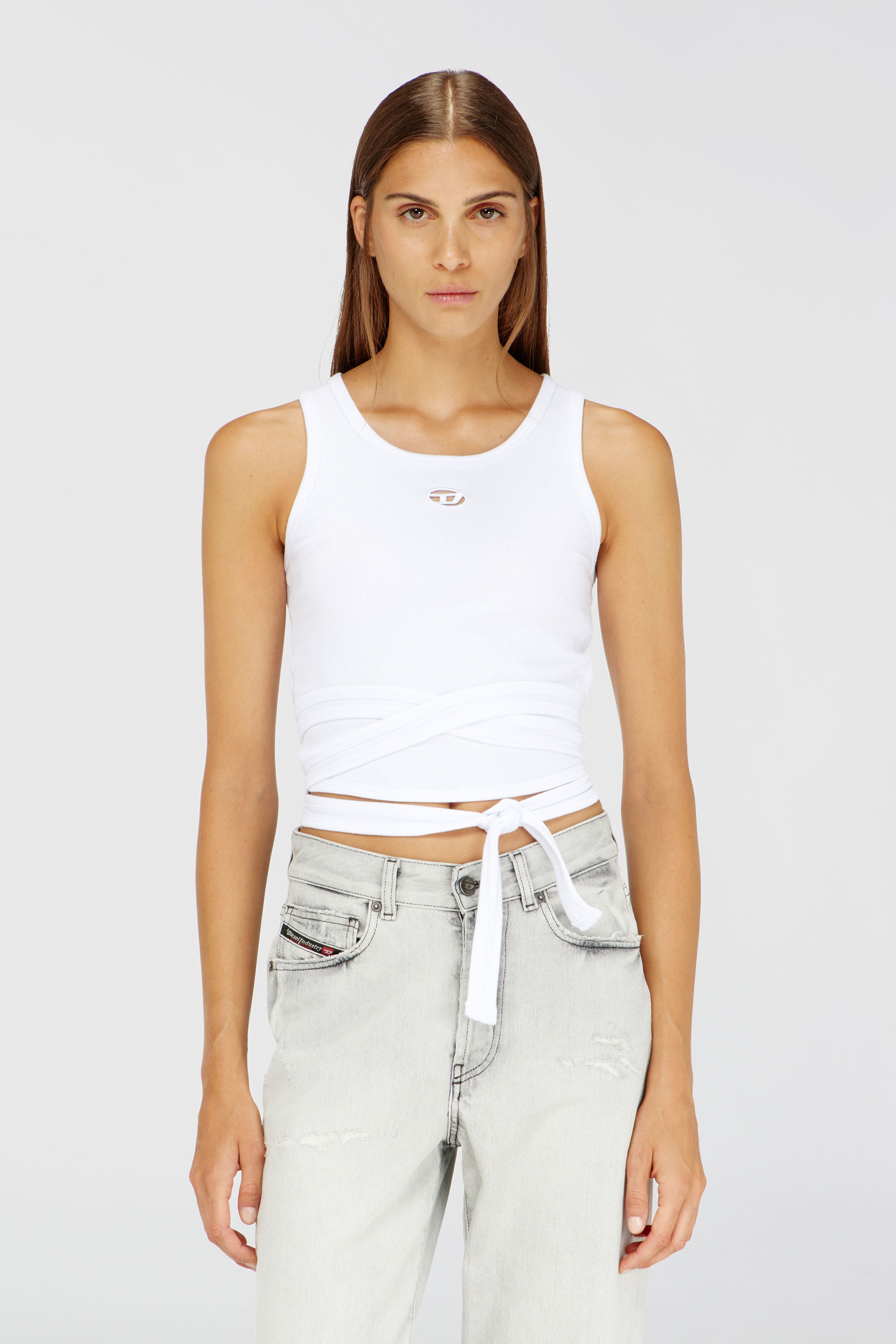 Women's Crop top with wrap-around laces | White | Diesel {{Country}}