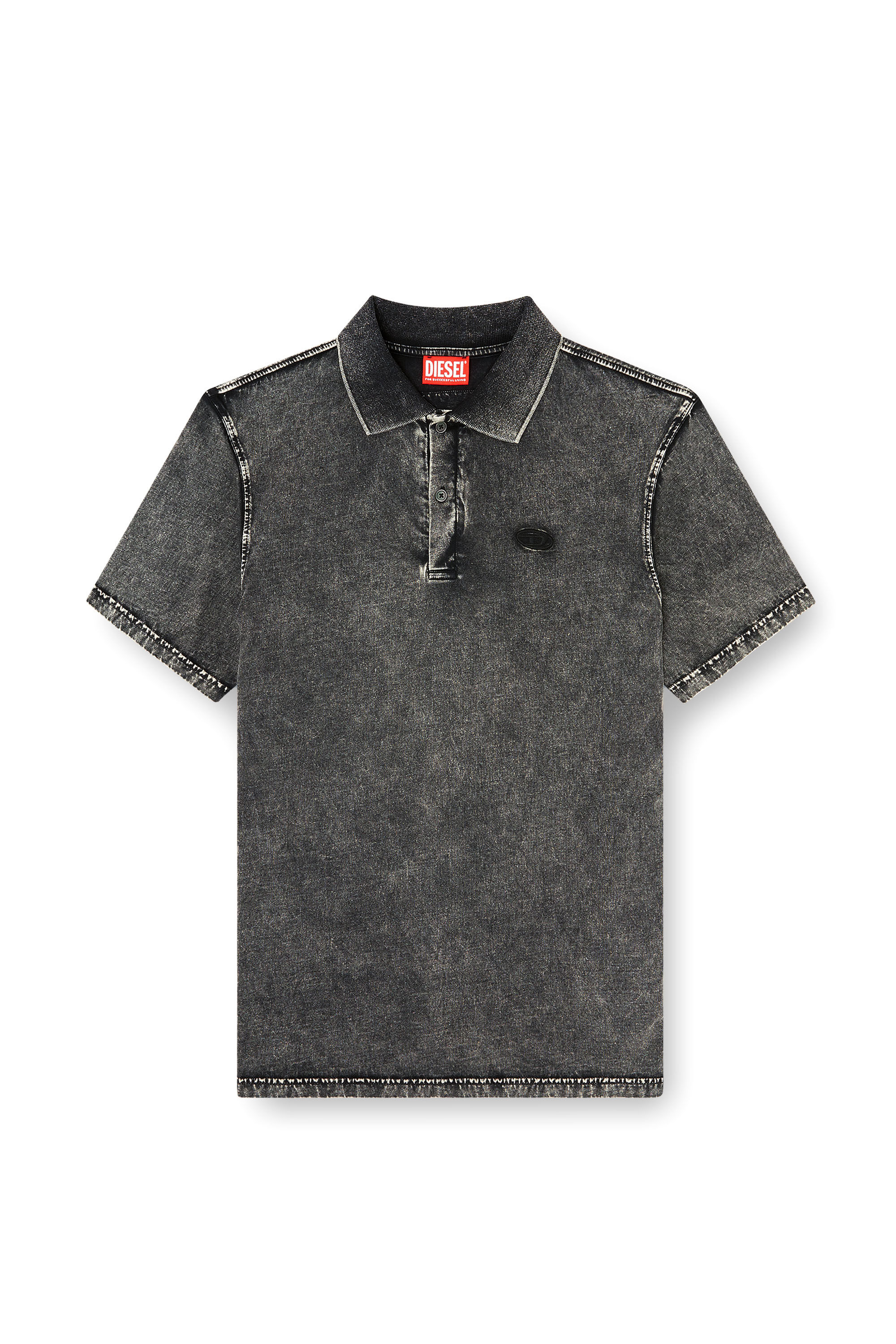 Men's Polo shirt in denim-effect jersey | Grey | Diesel TR