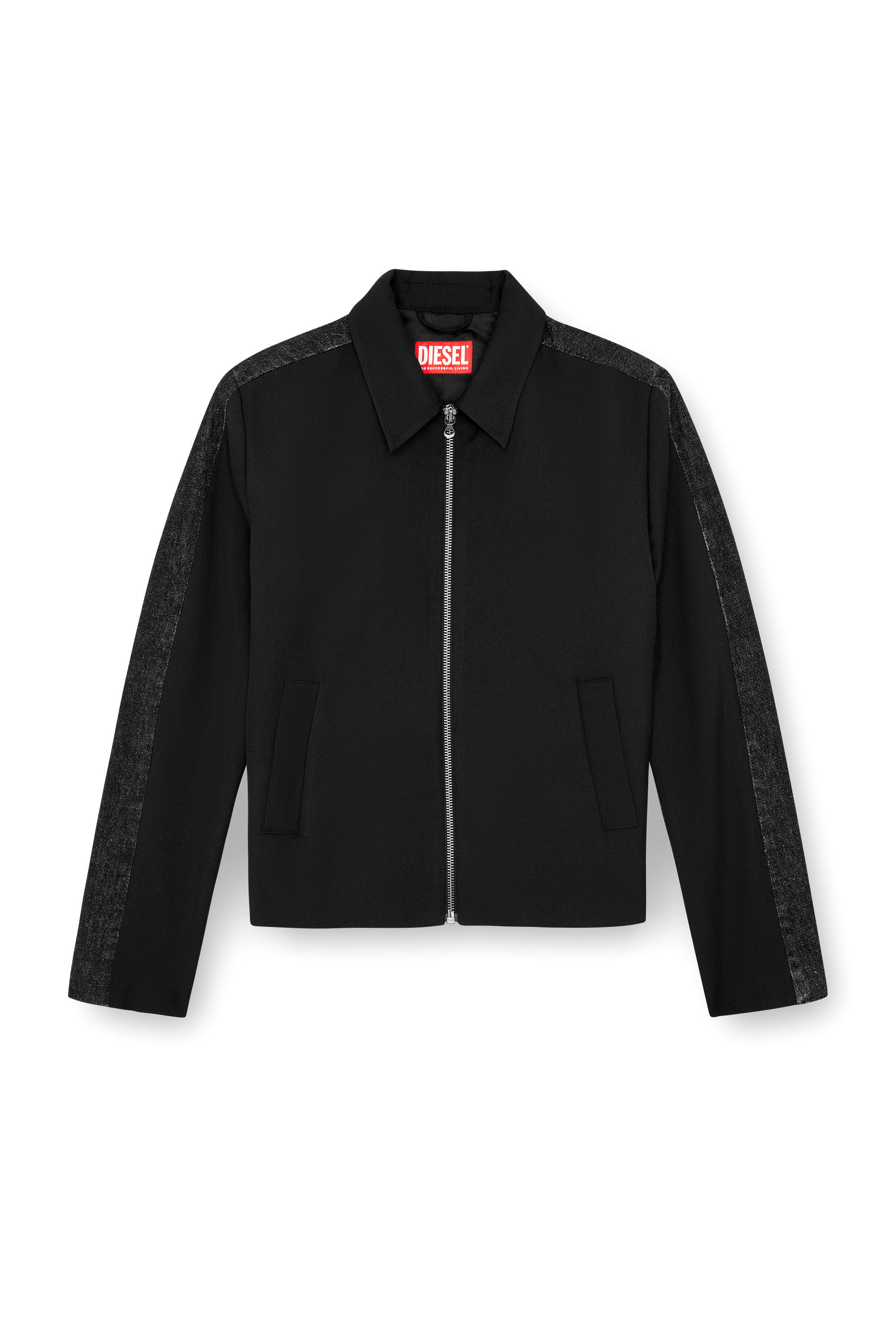 Men's Blouson jacket in wool blend and denim | Black | Diesel