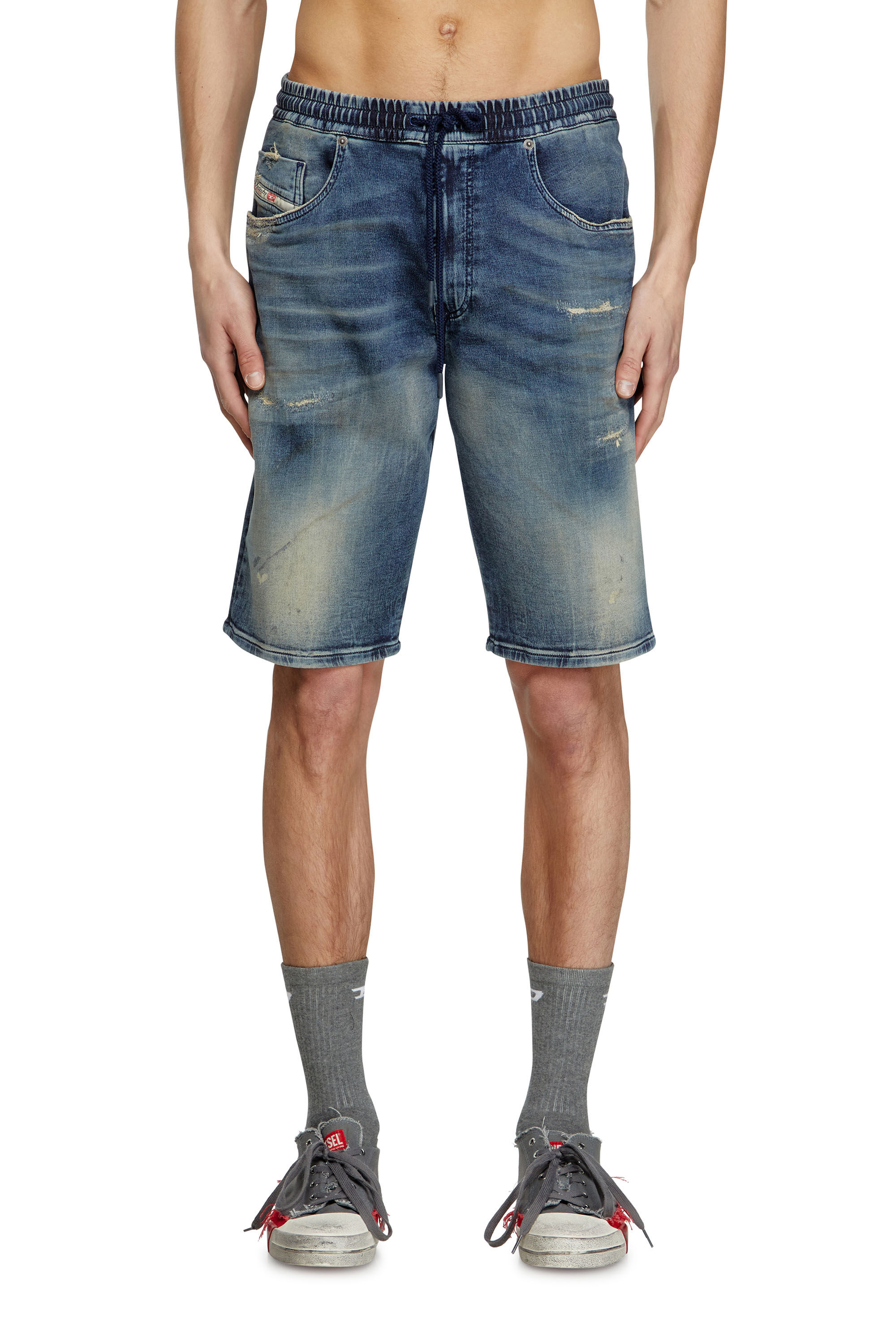 Diesel - 2033 D-KROOLEY-SHORT JOGG, Man's Chino shorts in JoggJeans in Dark Blue - 3