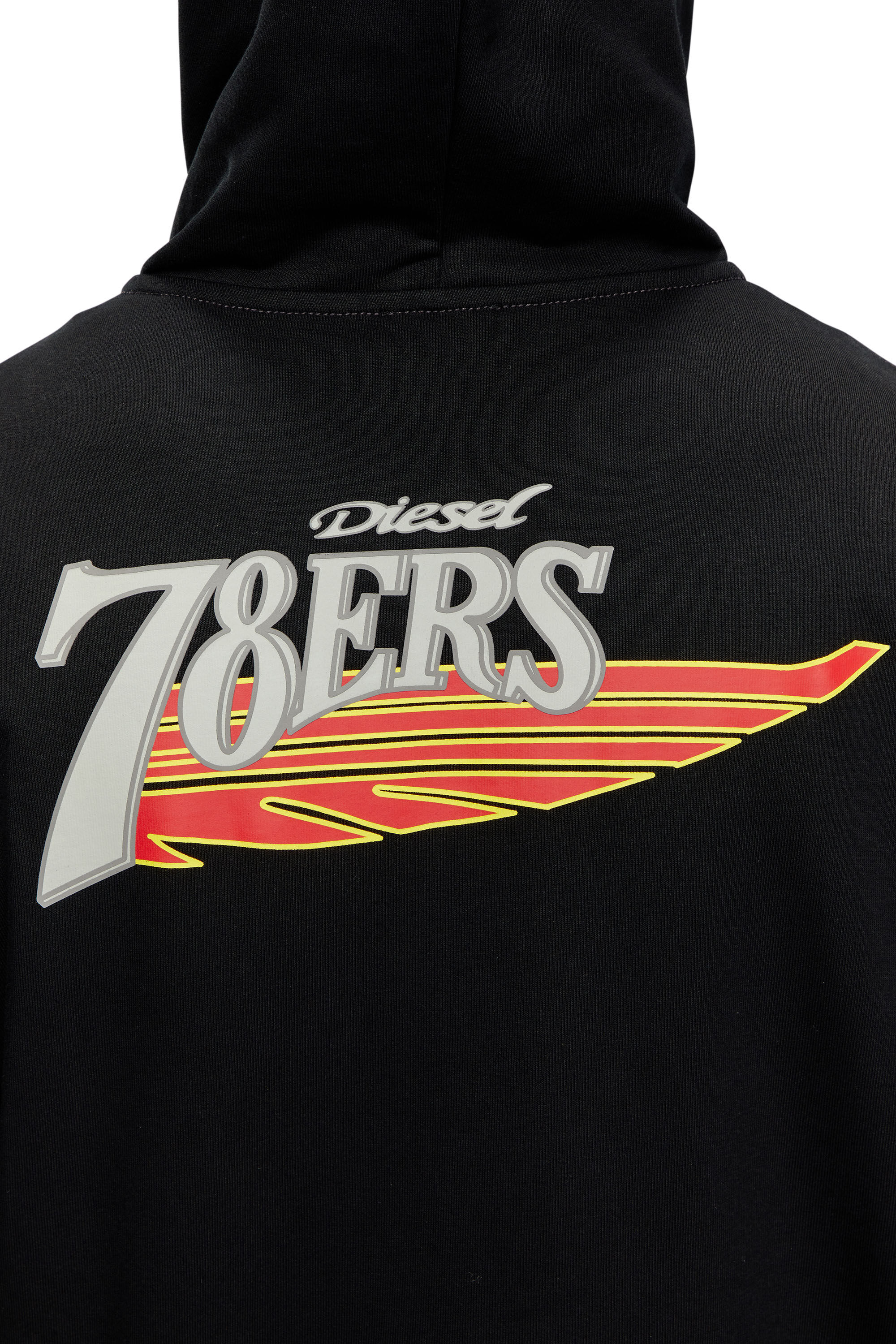 Men's Zip-up hoodie with collegiate graphics | Black | Diesel