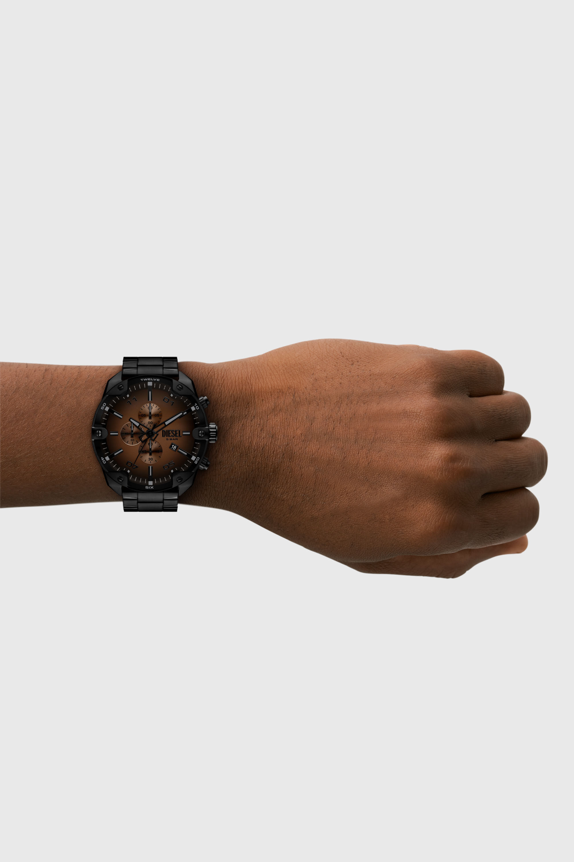 デメキン Men's Spiked black stainless steel watch | Black | Diesel TR