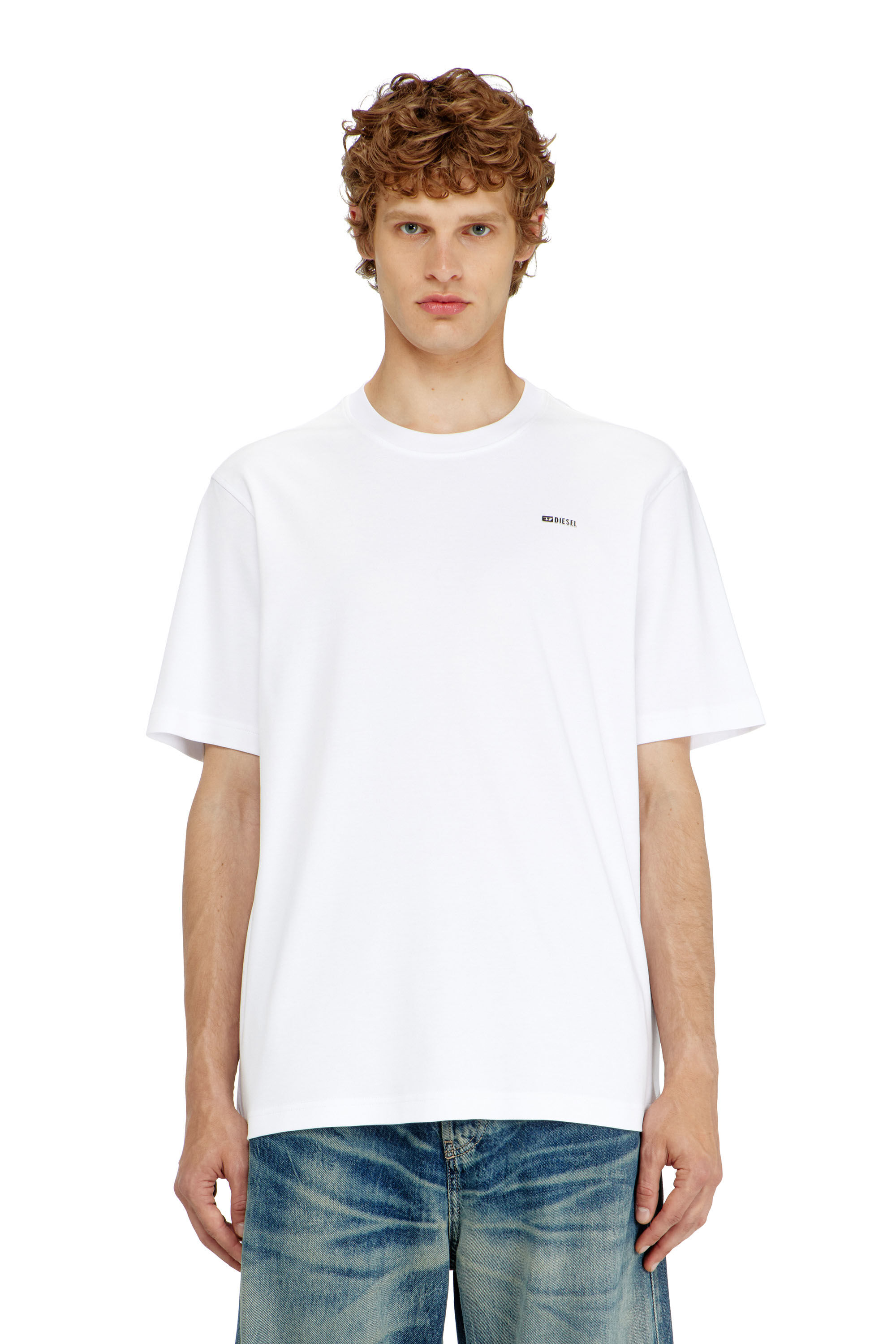 Diesel - T-ADJUST-MET, Man's Cotton T-shirt with small logo on chest in White - 3