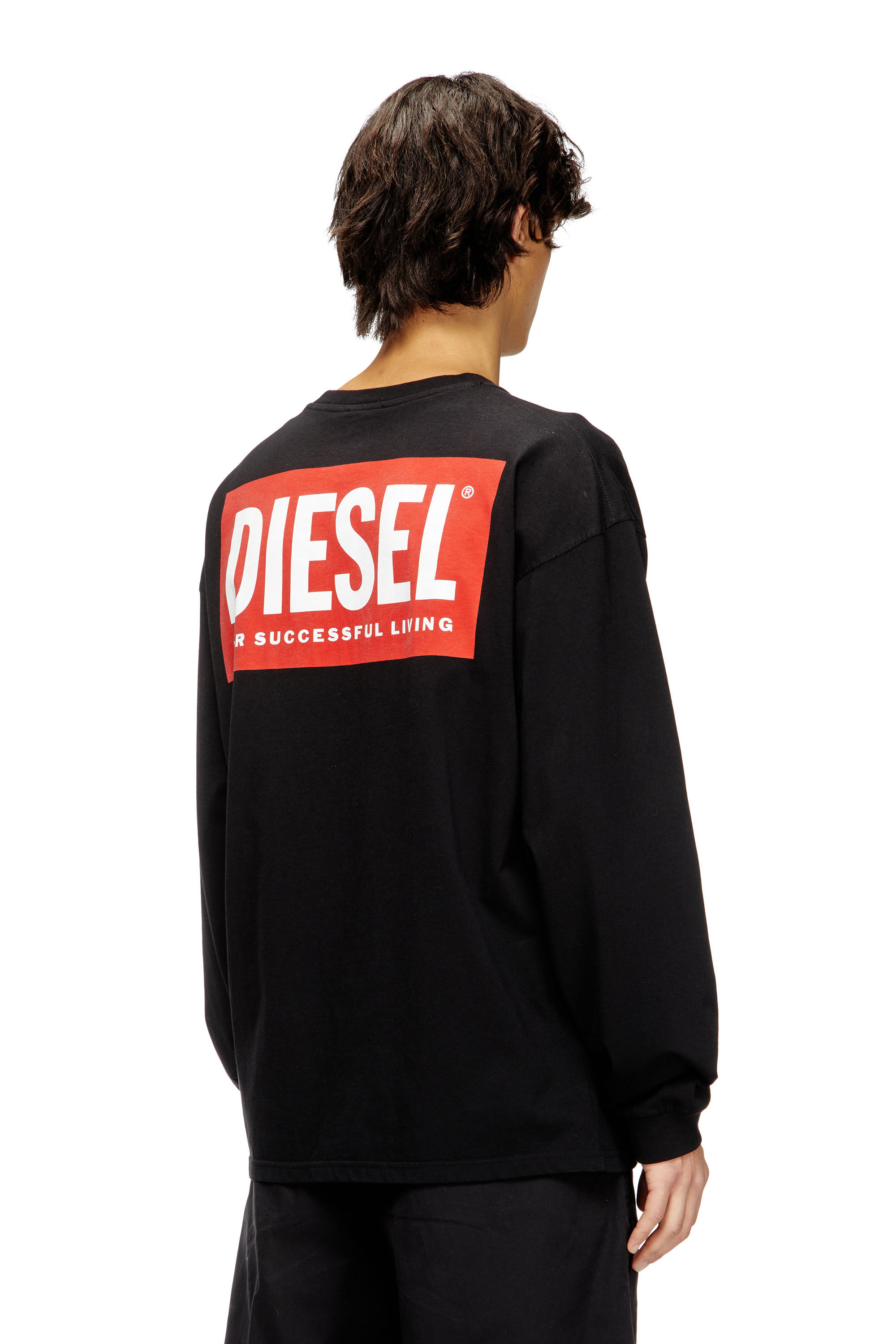 Men's Relaxed long-sleeve T-shirt with Biscotto logo | Black
