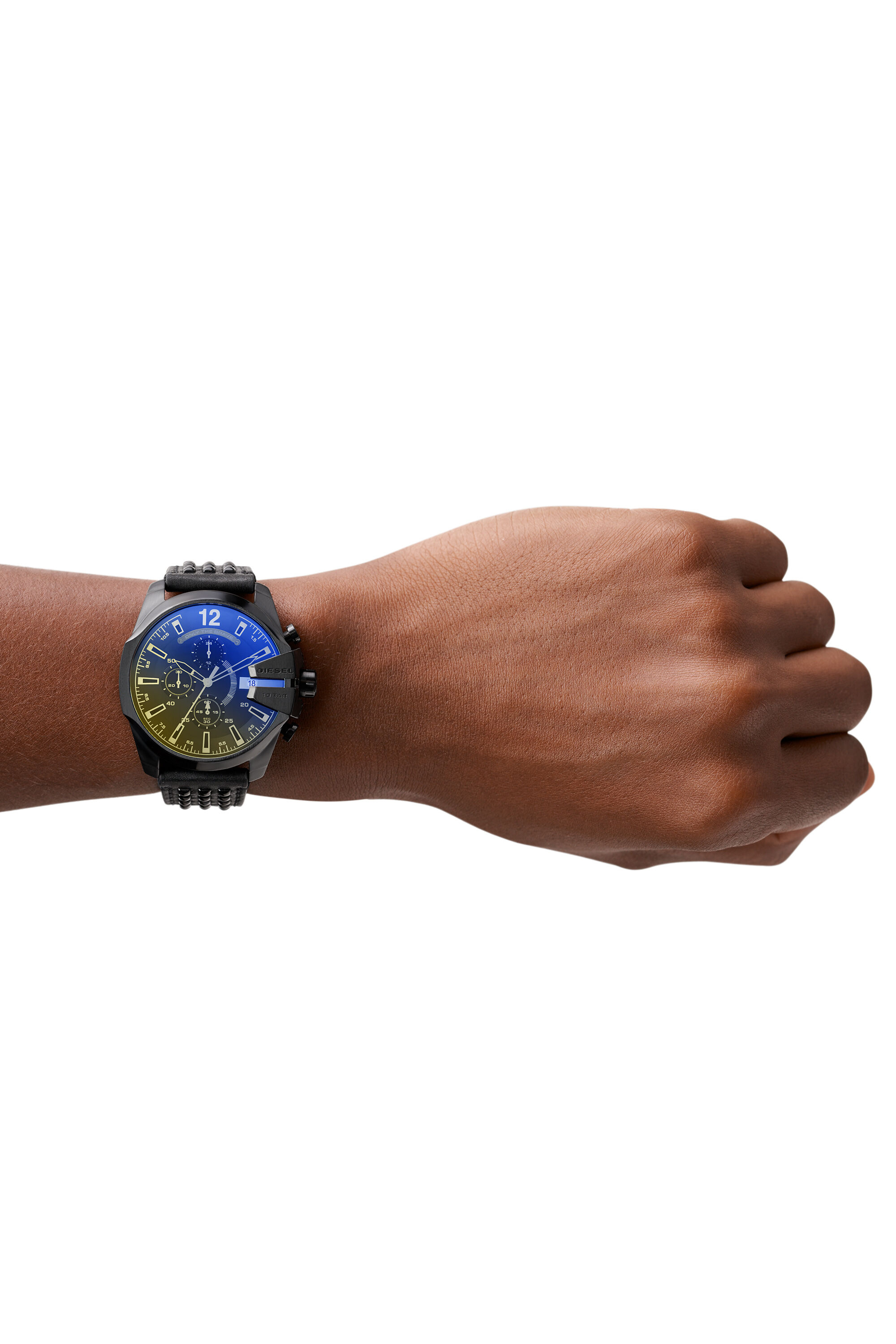 DZ4567 Man: Baby Chief chronograph black leather watch | Diesel