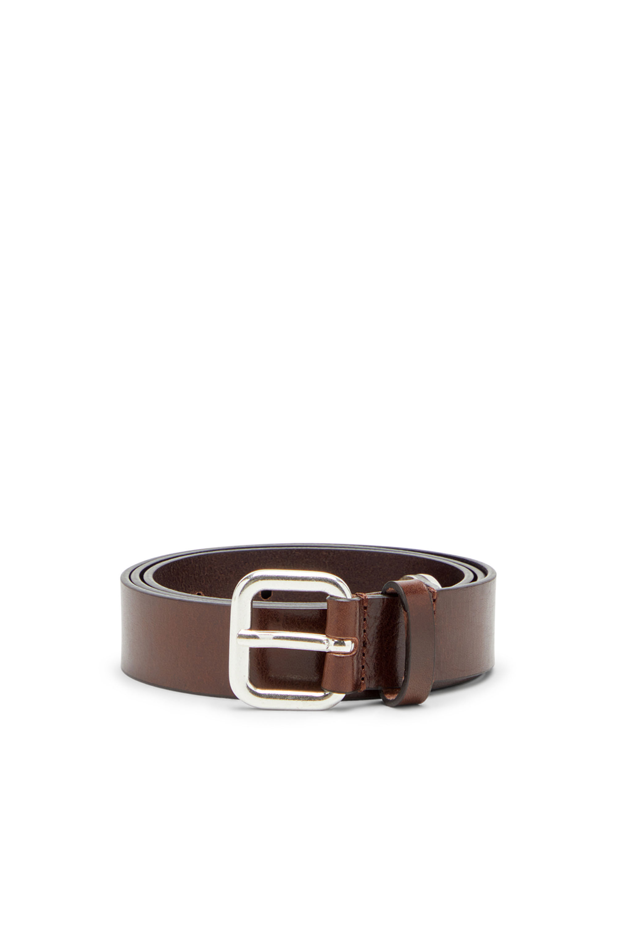 Diesel - B-INLAY, Unisex's Leather belt with oval D logo in Brown - 1
