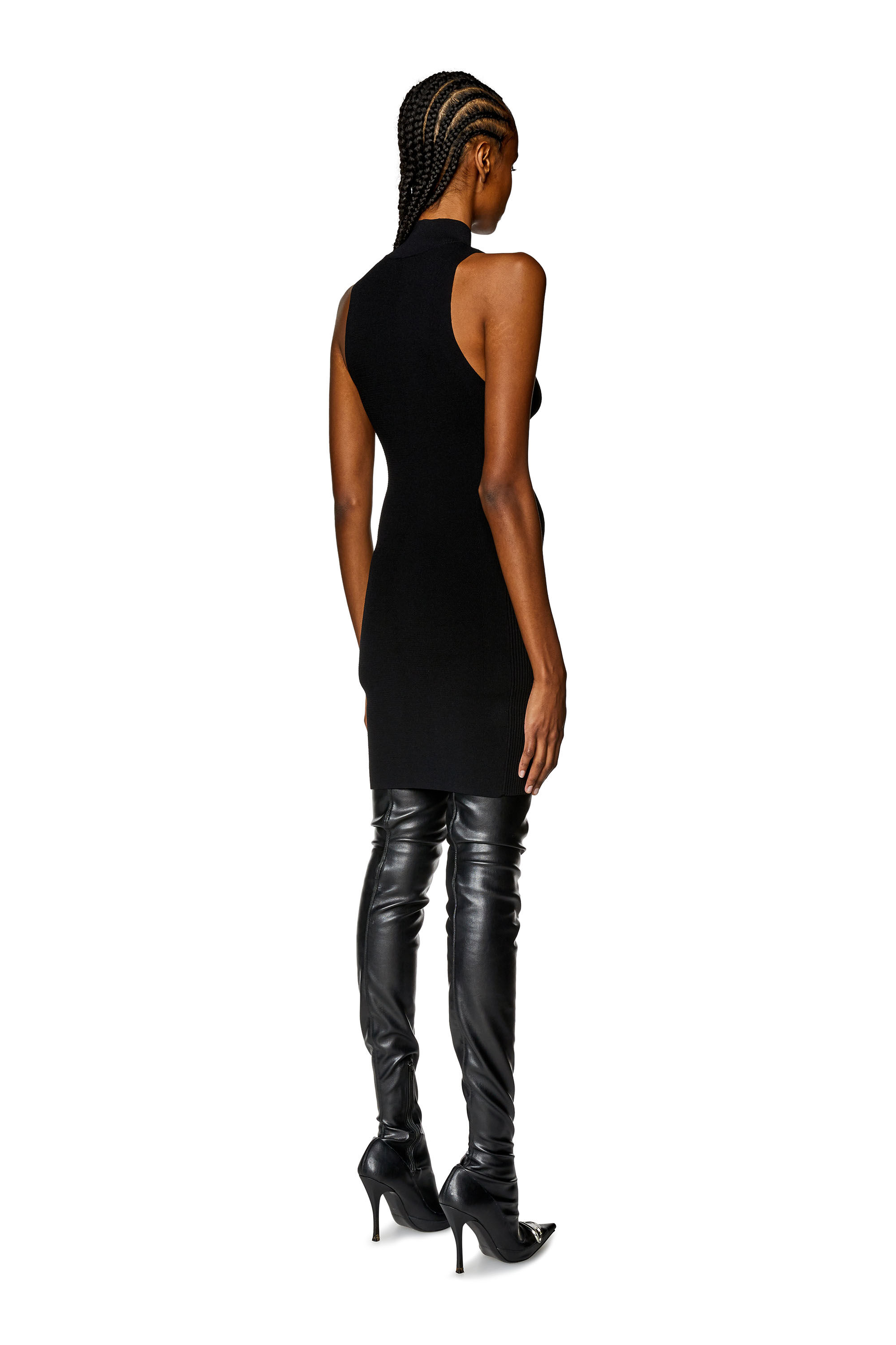 Women's Short turtleneck dress in ribbed knit | Black | Diesel
