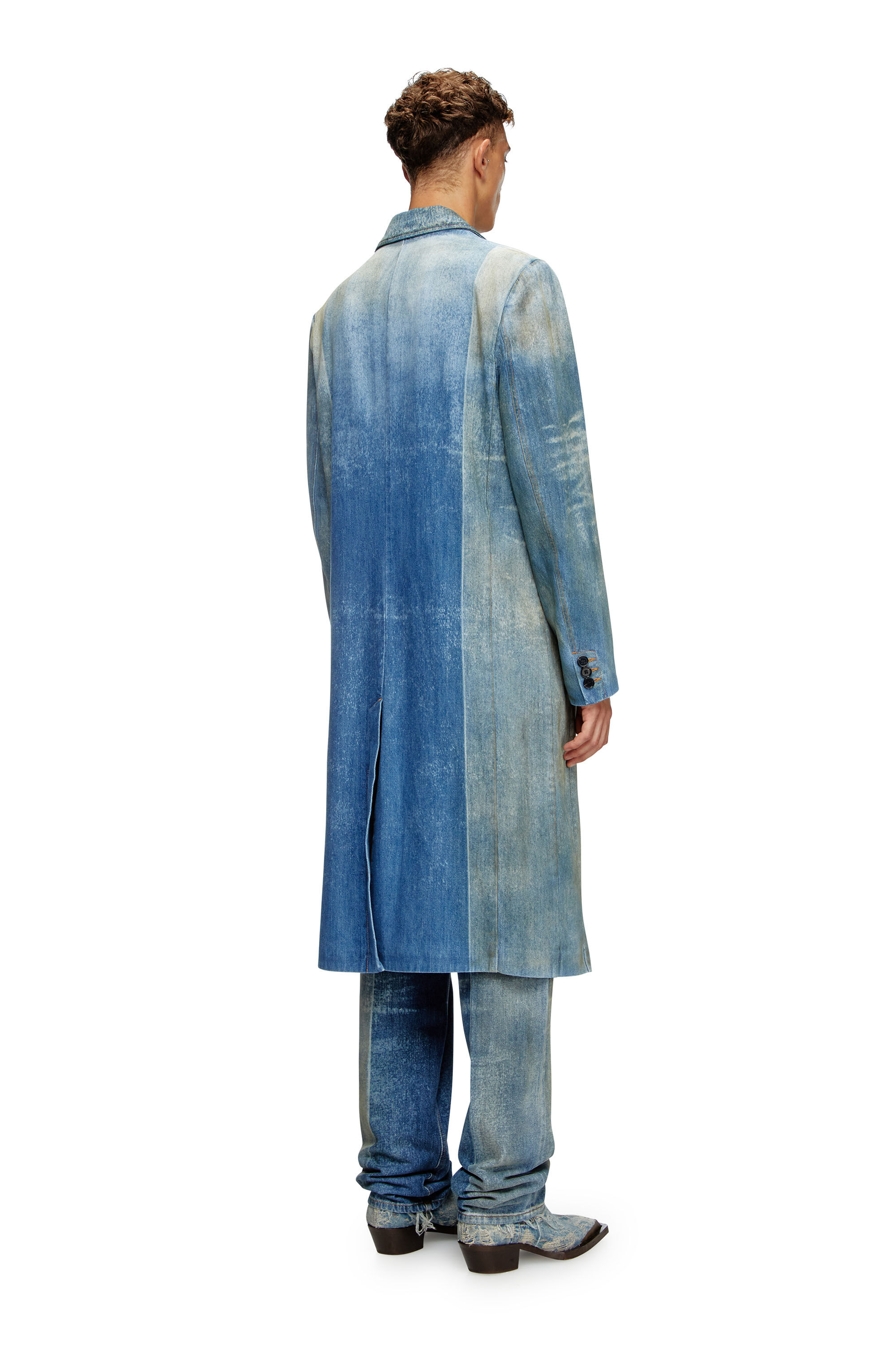 Men's Denim coat with solarised folds | Blue | Diesel