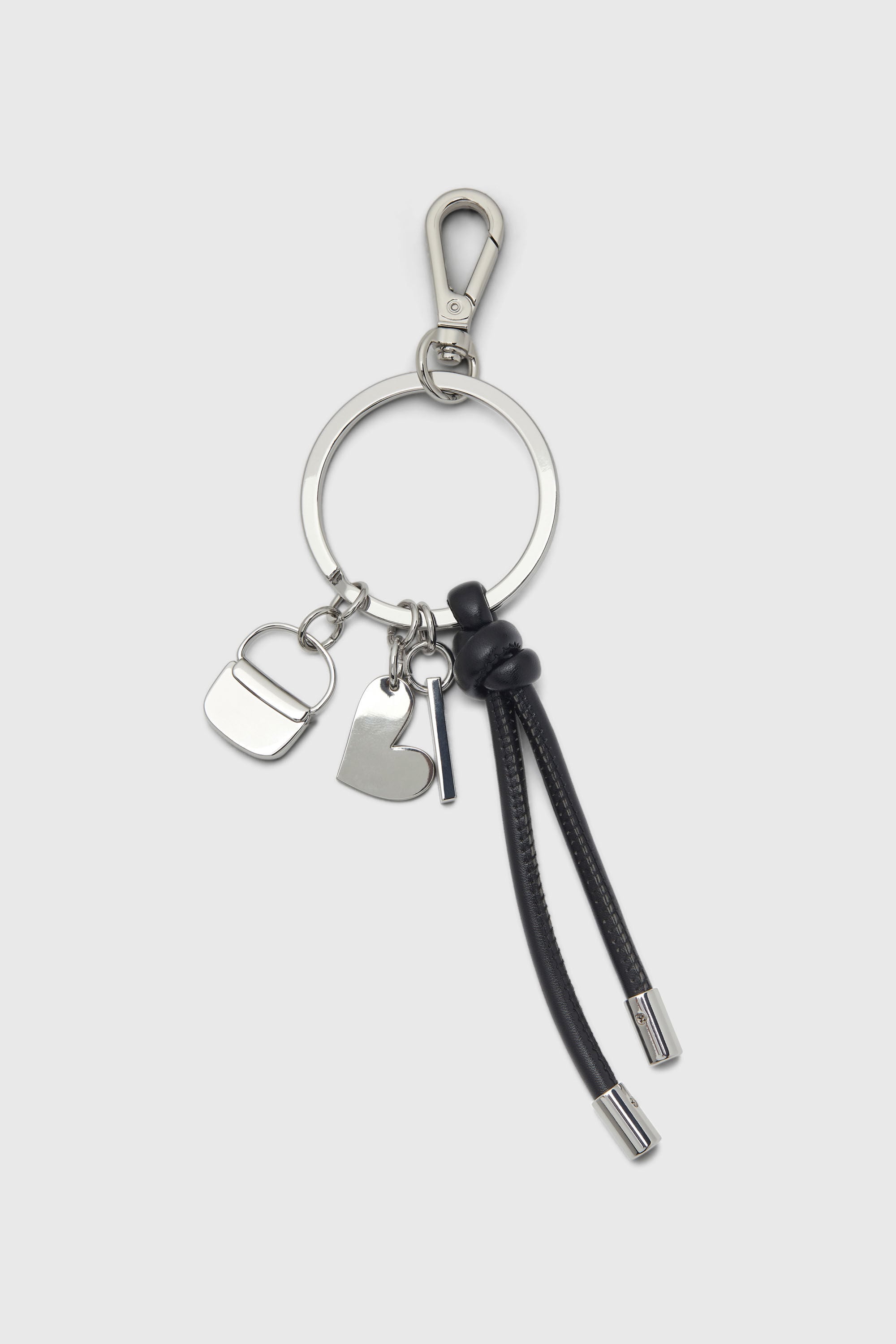 Diesel - MULTI III, Woman's Keyring charm with heart and bag pendants in Silver/Black - 2
