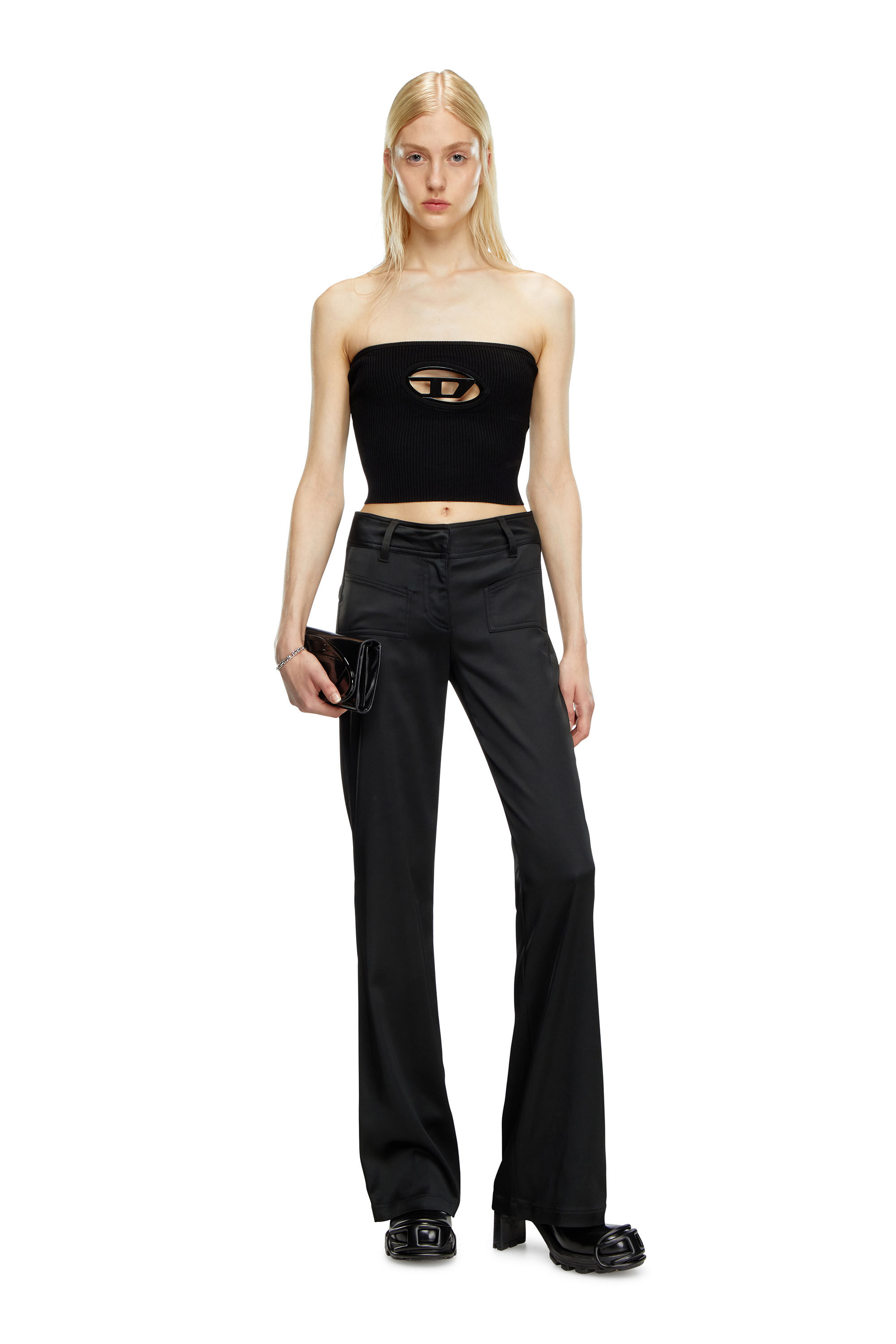 代引き手数料無料 Bandeau Woman: M-CLARKSVILLE ribbed Diesel | plaque logo D Top, トップス
