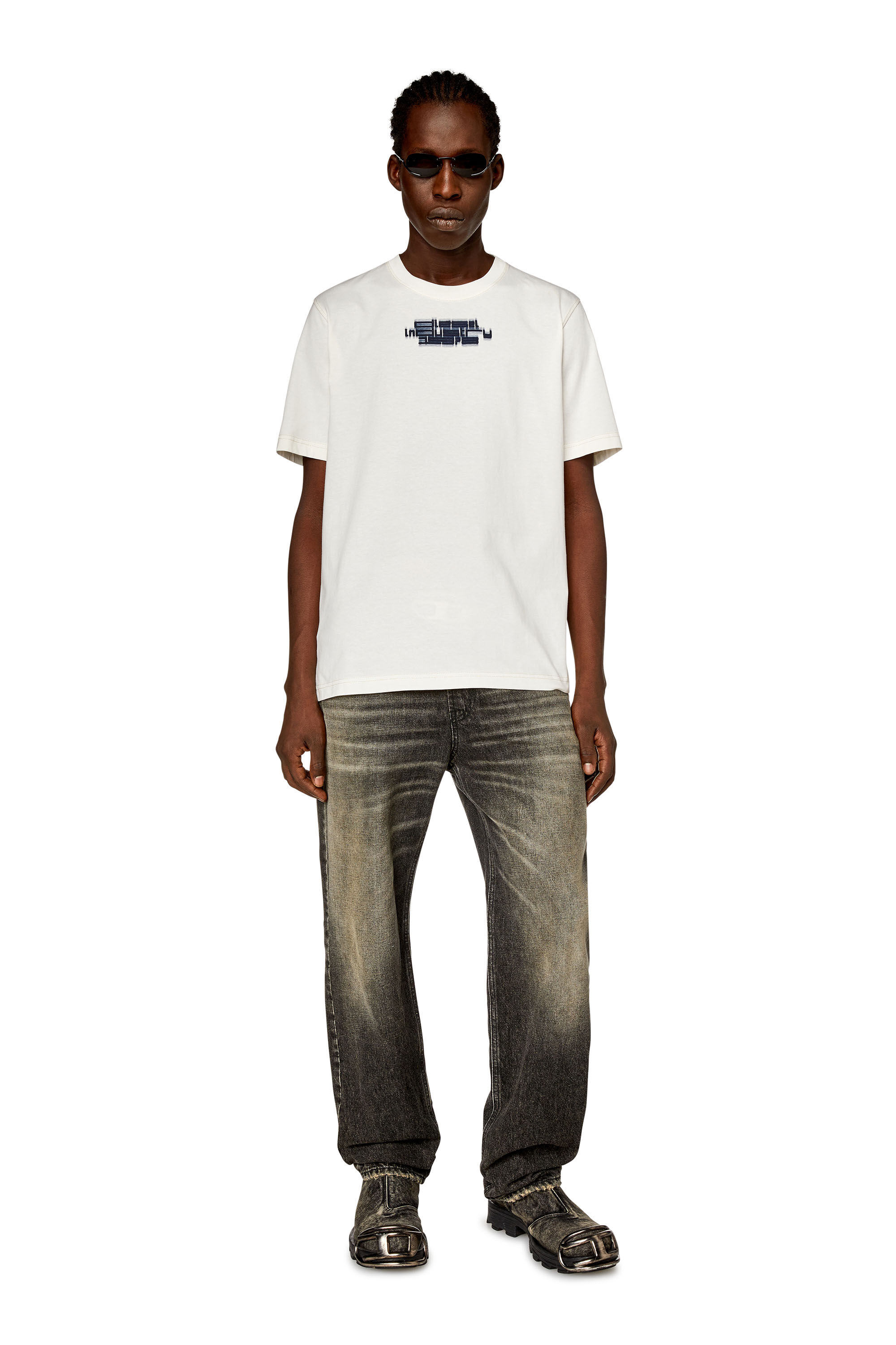 Men's T-shirt with blurry Diesel Industry print | White | Diesel