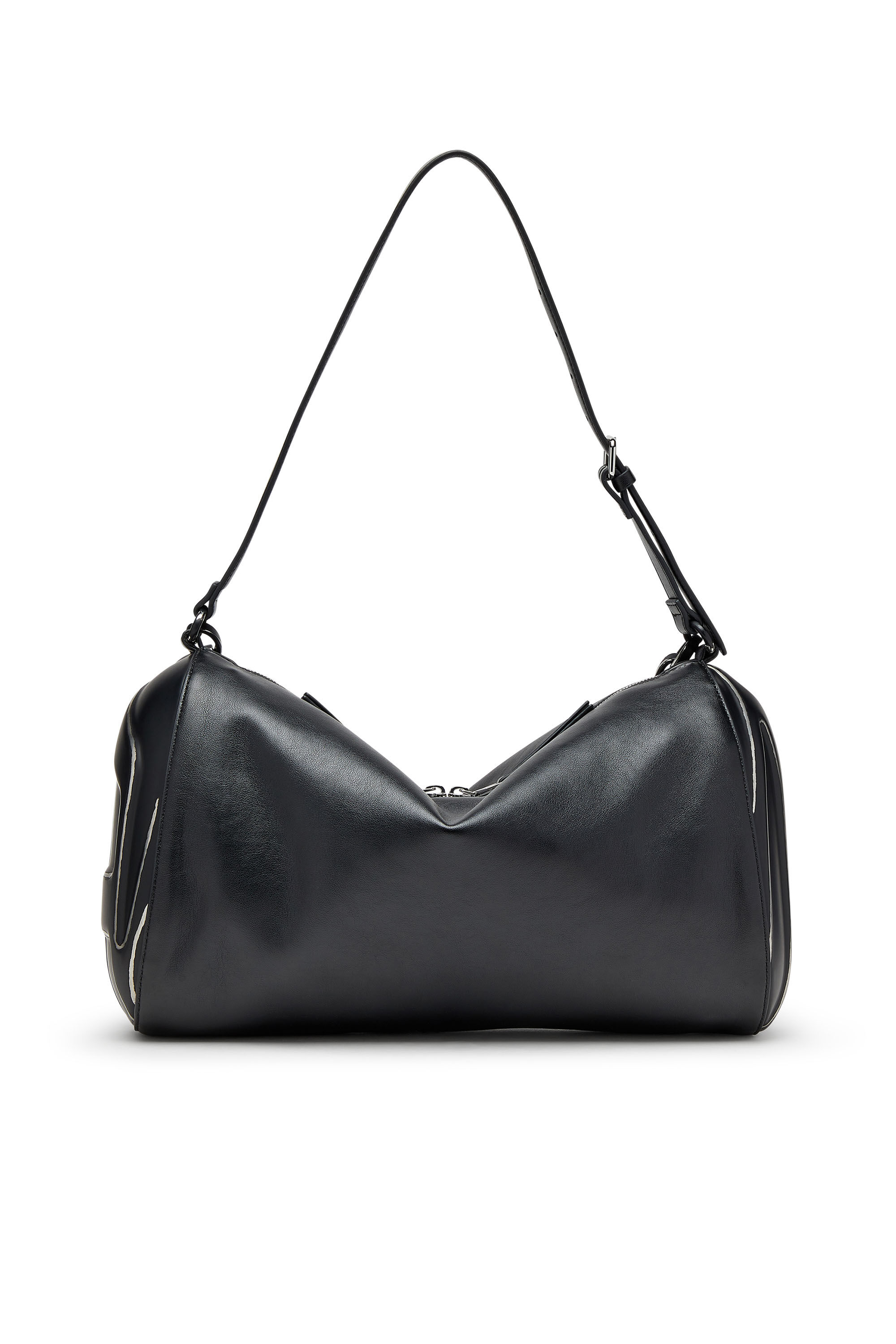 Women's Load-D-Shoulder bag in brushed laminated PU | Black | Diesel