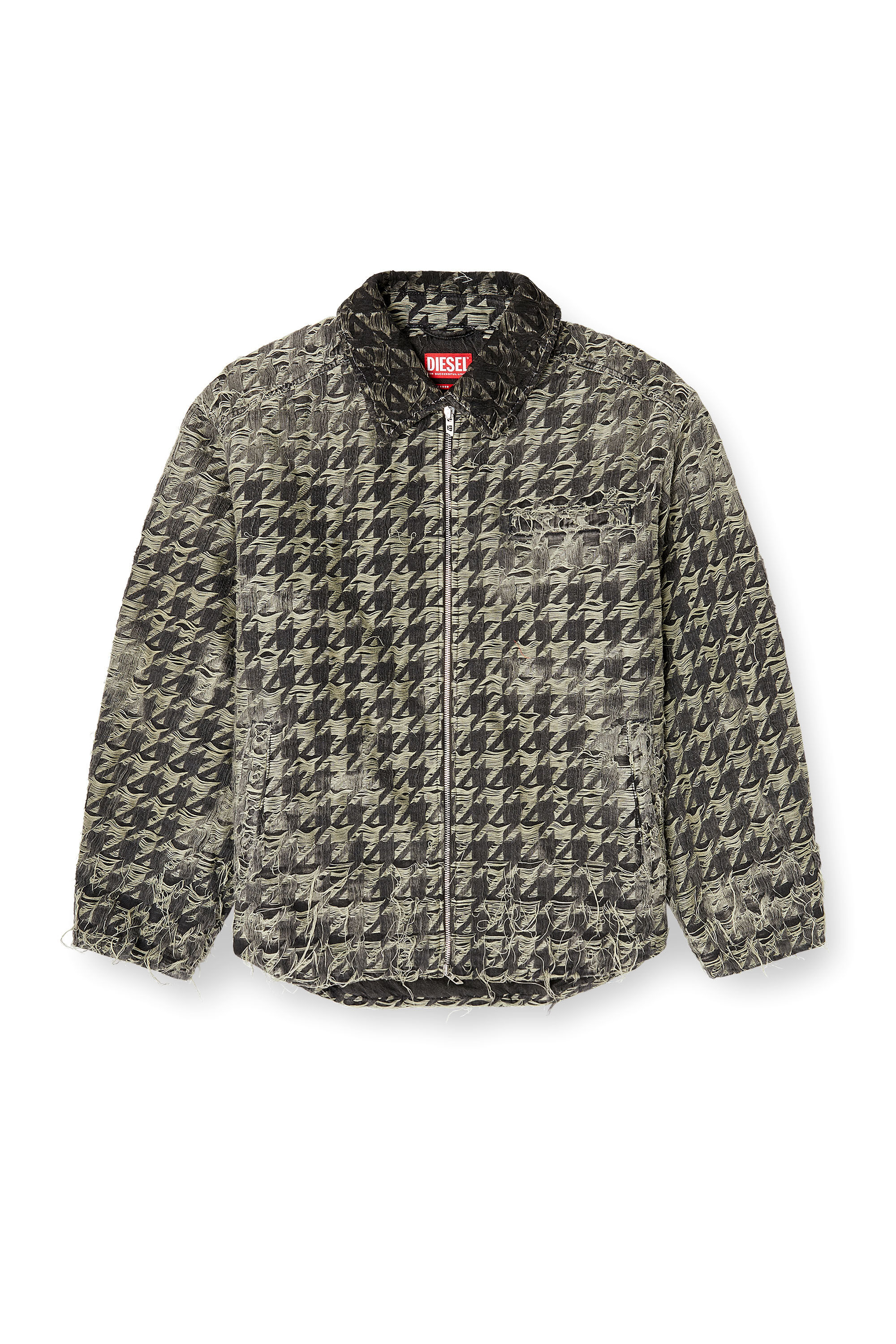 Diesel - D-ELMO-FSH, Man's Jacket in houndstooth-weave denim in Black - 2