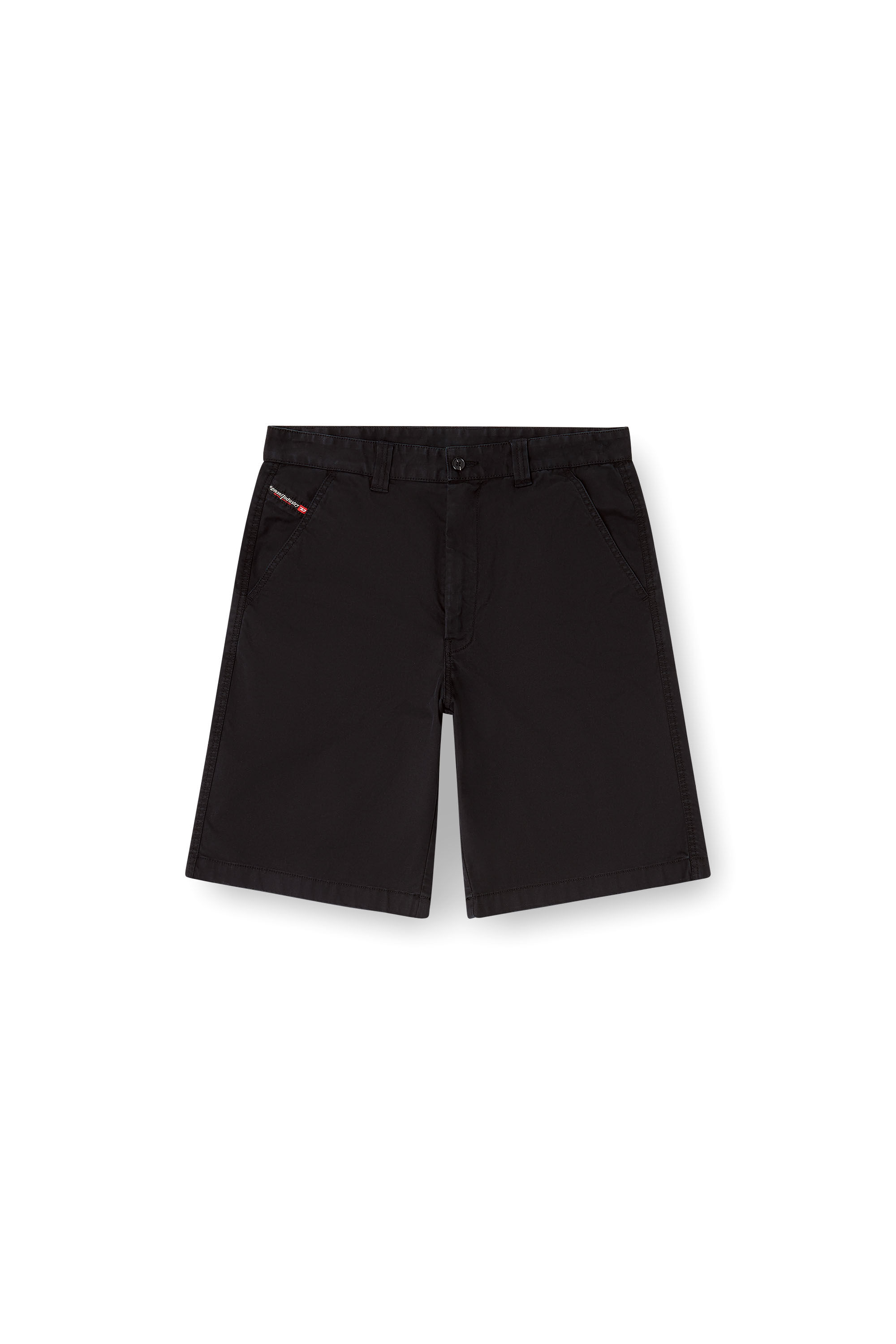 Men's Cotton shorts with stonewash treatment | Black | Diesel TR