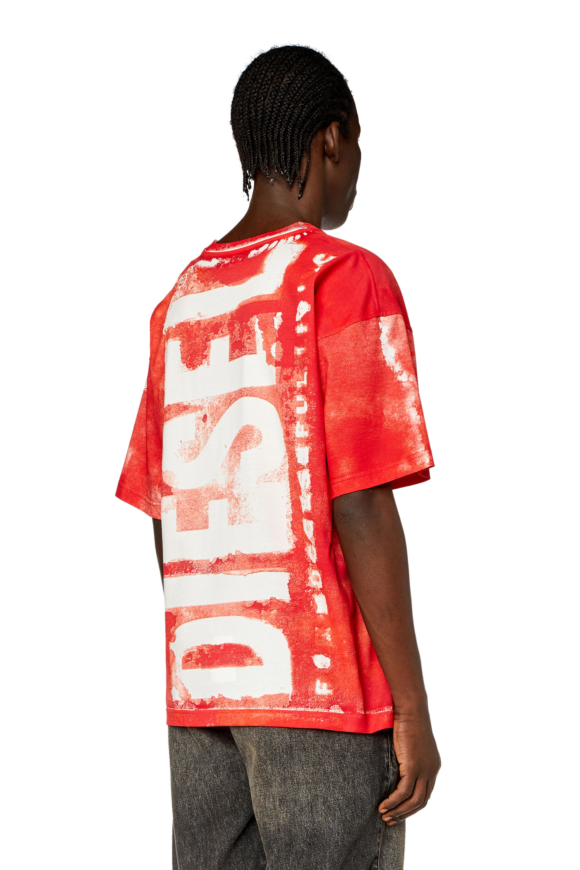Men's T-shirt with maxi bleeding logos | Red | Diesel