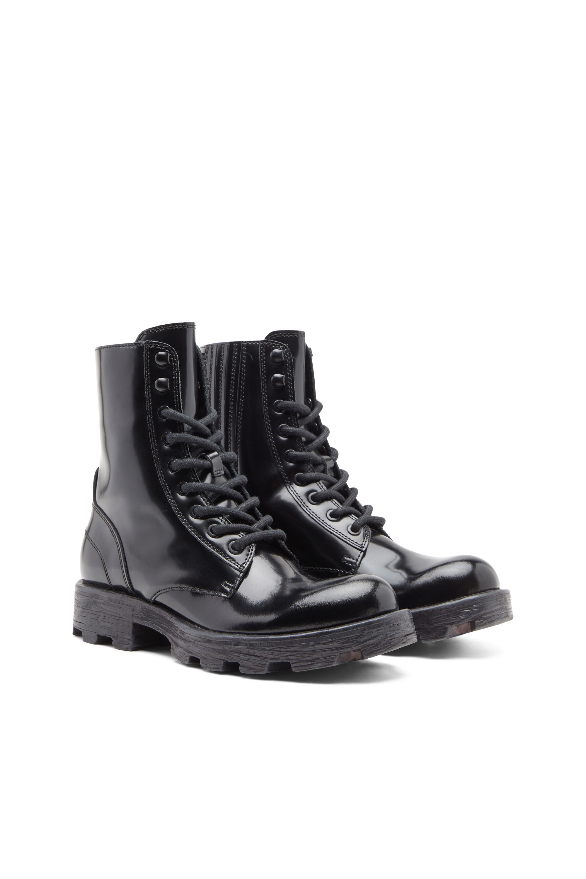 D-HAMMER BT W Woman: Combat boots in glossed leather | Diesel