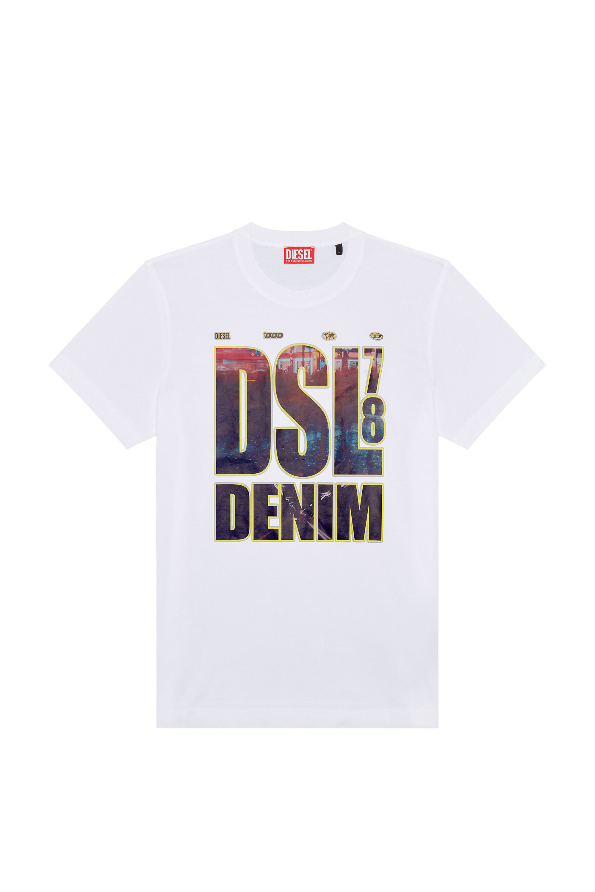Men's T-shirt with DSL 78 Denim print | White | Diesel